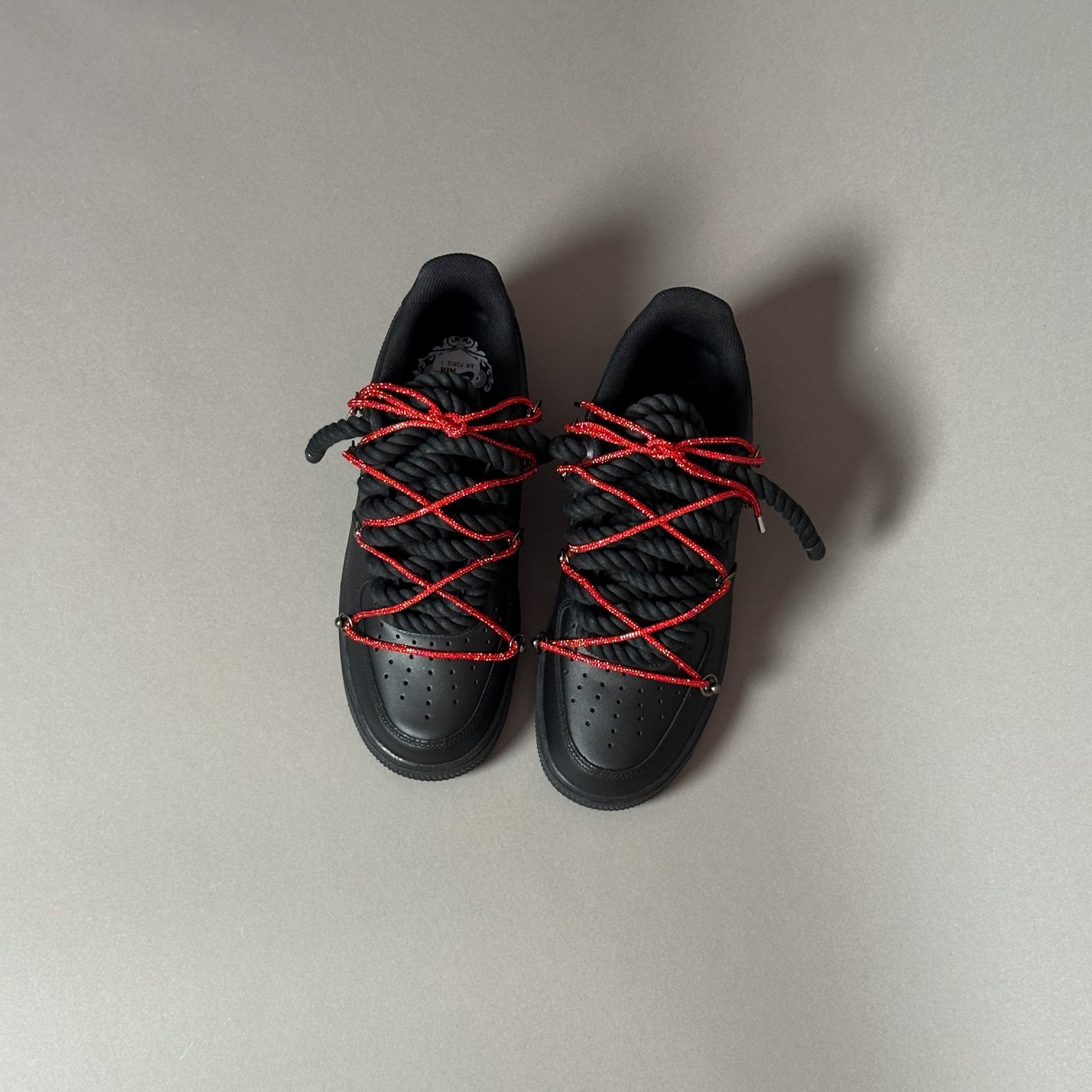 Nike Air Force 1 “Rope Laces Black" Triple Swarovski Red V1 - EV8 Style