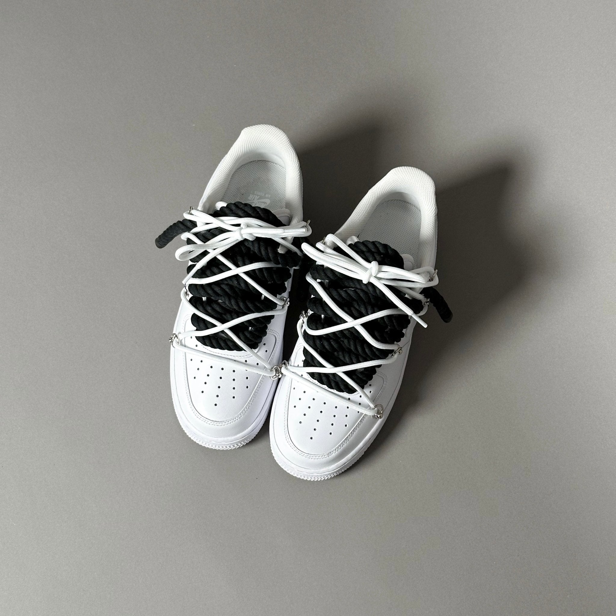 Nike Air Force 1 “Rope Laces Black” Triple White - EV8 Style