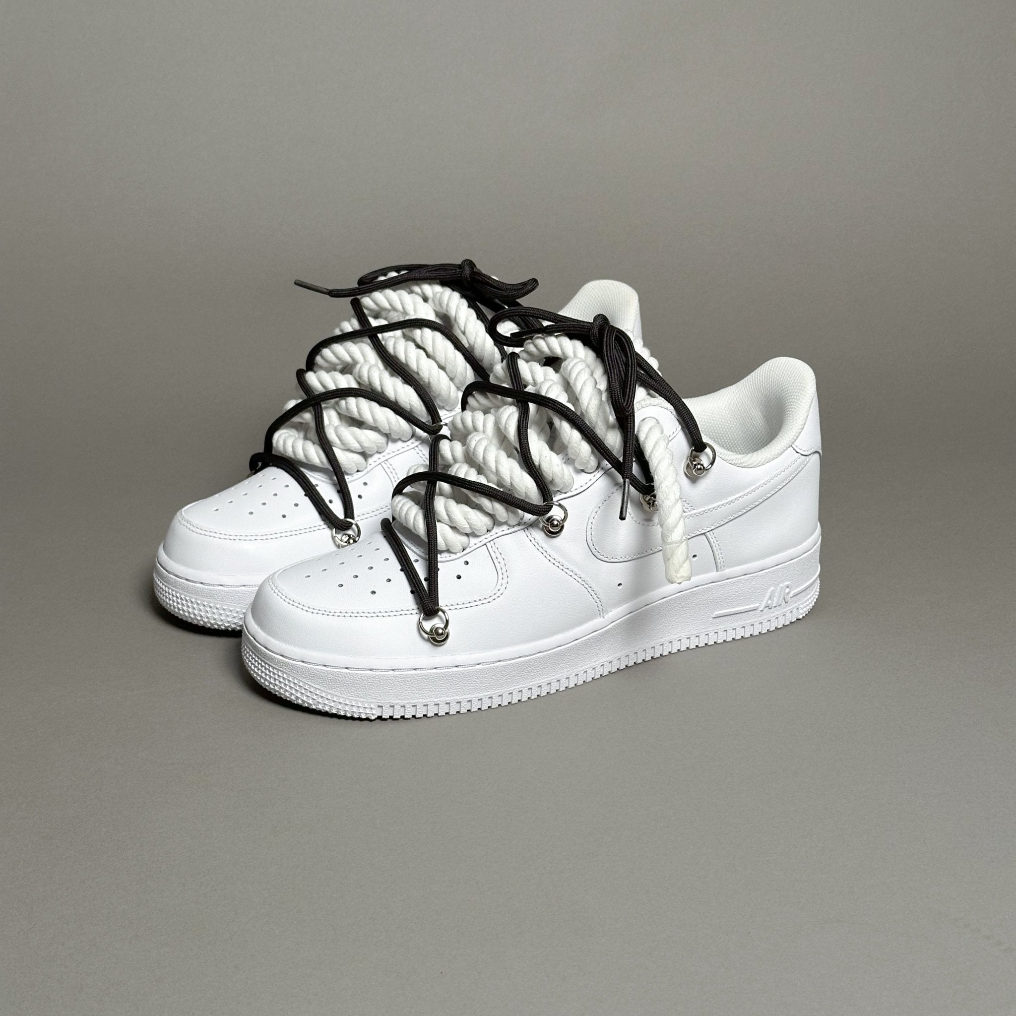 Nike Air Force 1 “Rope Laces White” Triple Black V1 - EV8 Style