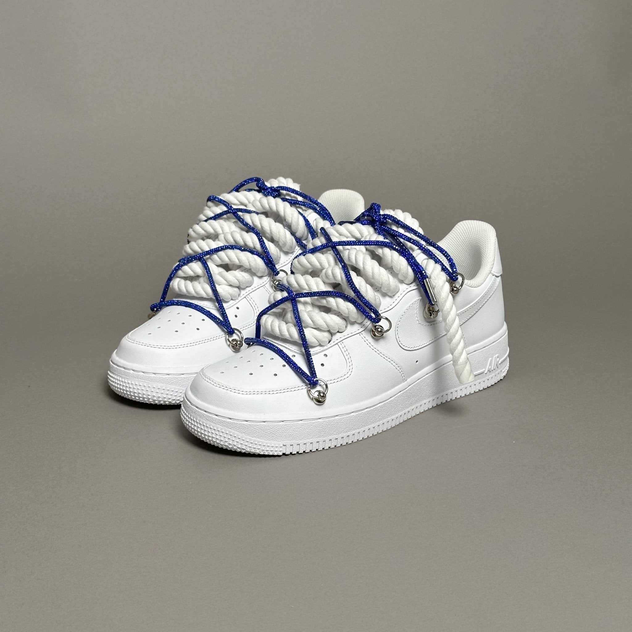 Nike Air Force 1 “Rope Laces White” Triple Swarovski Blue V1 - EV8 Style