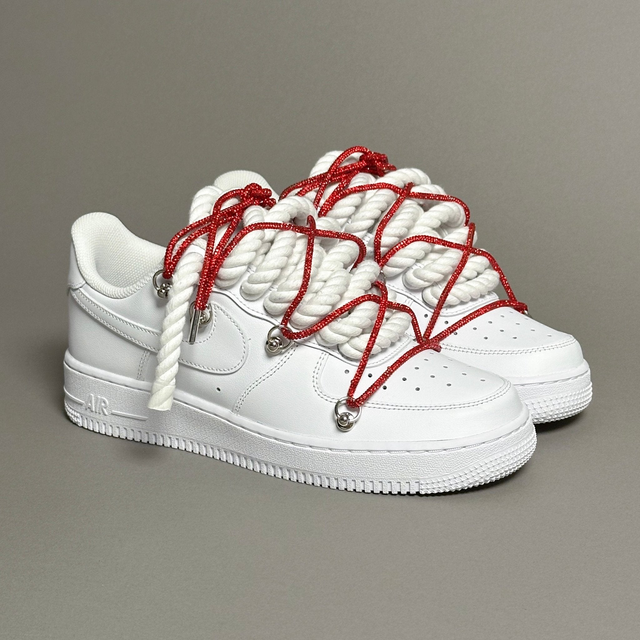 Nike Air Force 1 “Rope Laces White” Triple Swarovski Red V1 - EV8 Style