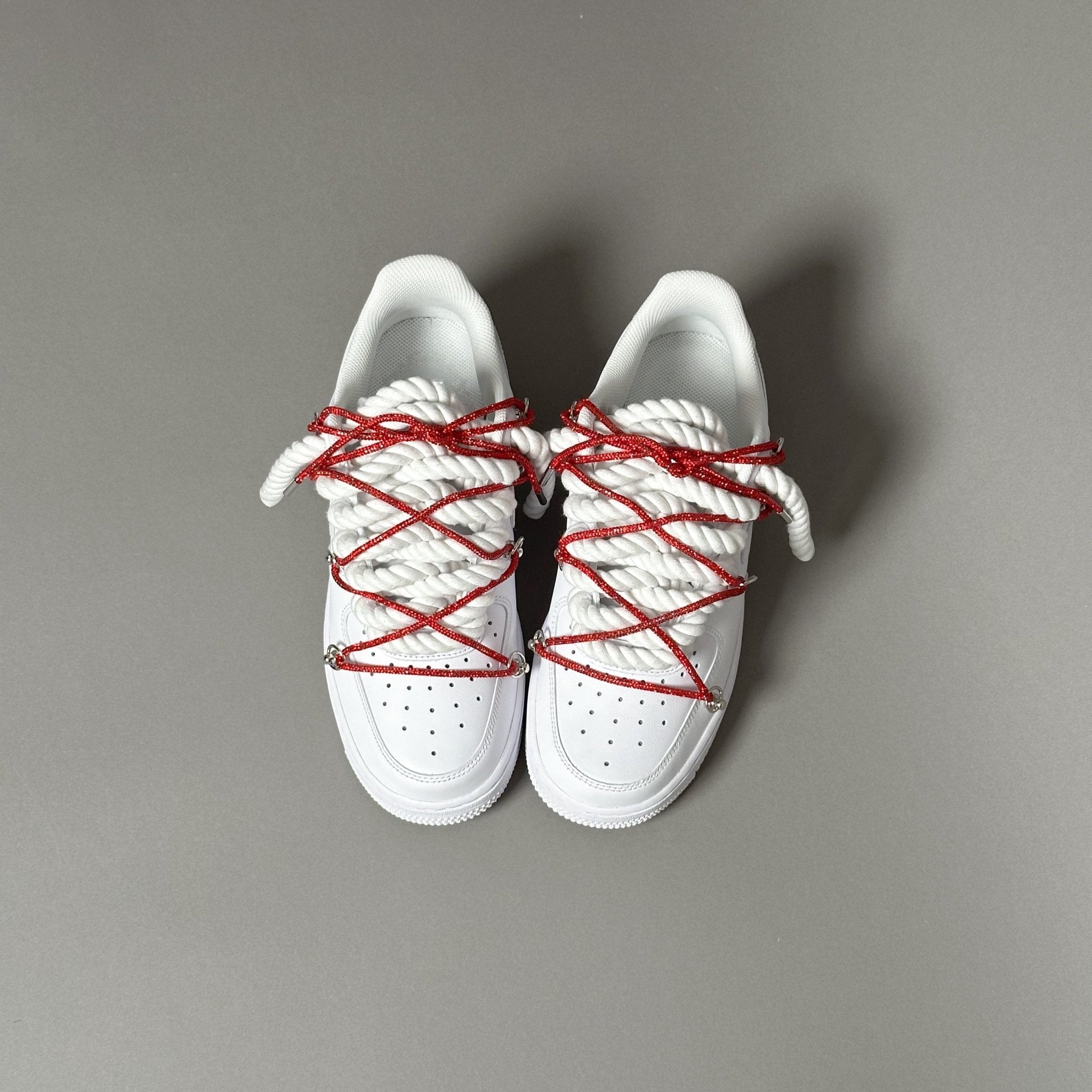 Nike Air Force 1 “Rope Laces White” Triple Swarovski Red V1 - EV8 Style