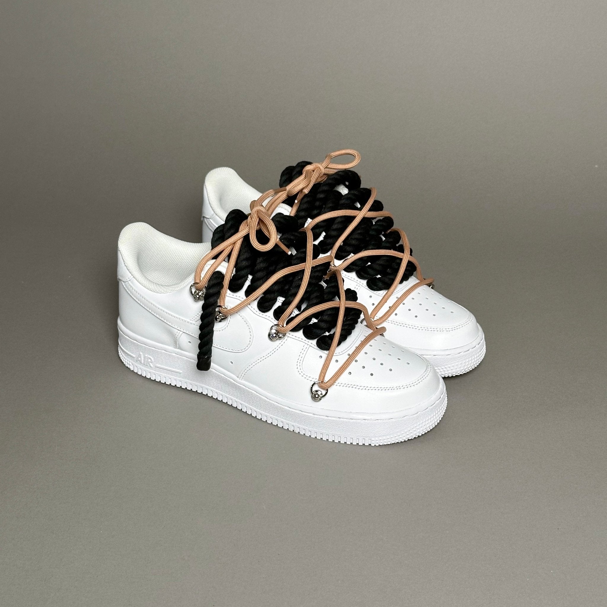 Nike Air Force 1 White “Rope Laces Black” Triple Camel V1 - EV8 Style