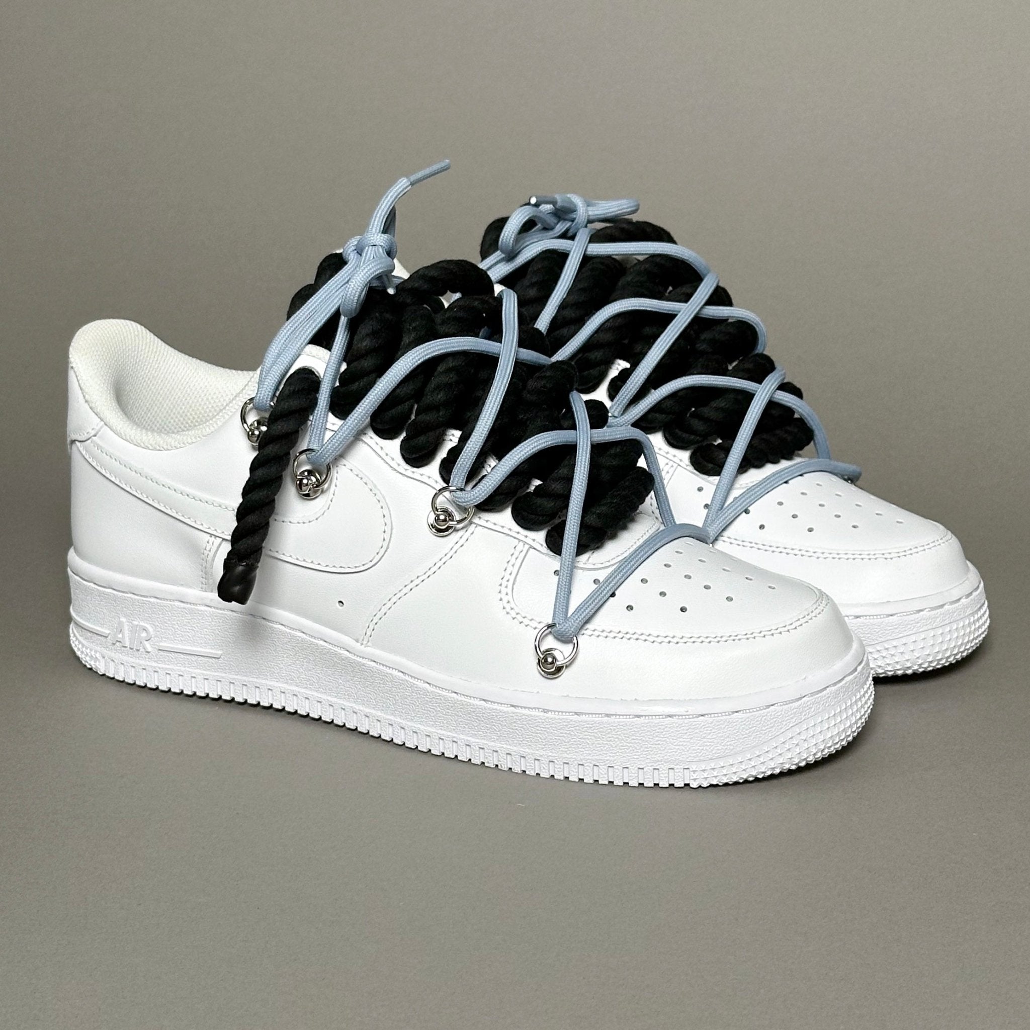 Nike Air Force 1 White “Rope Laces Black” Triple Unc V1 - EV8 Style