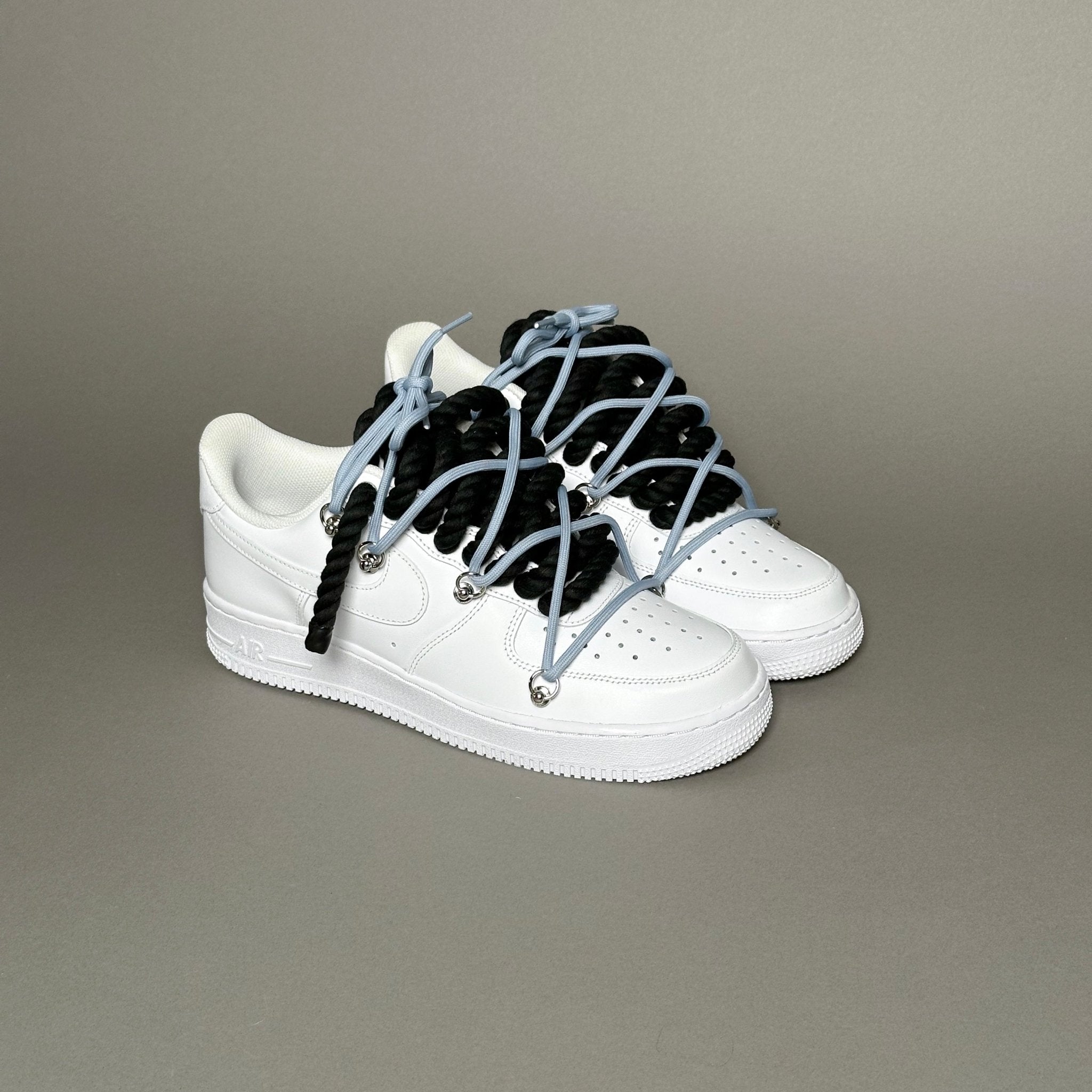 Nike Air Force 1 White “Rope Laces Black” Triple Unc V1 - EV8 Style