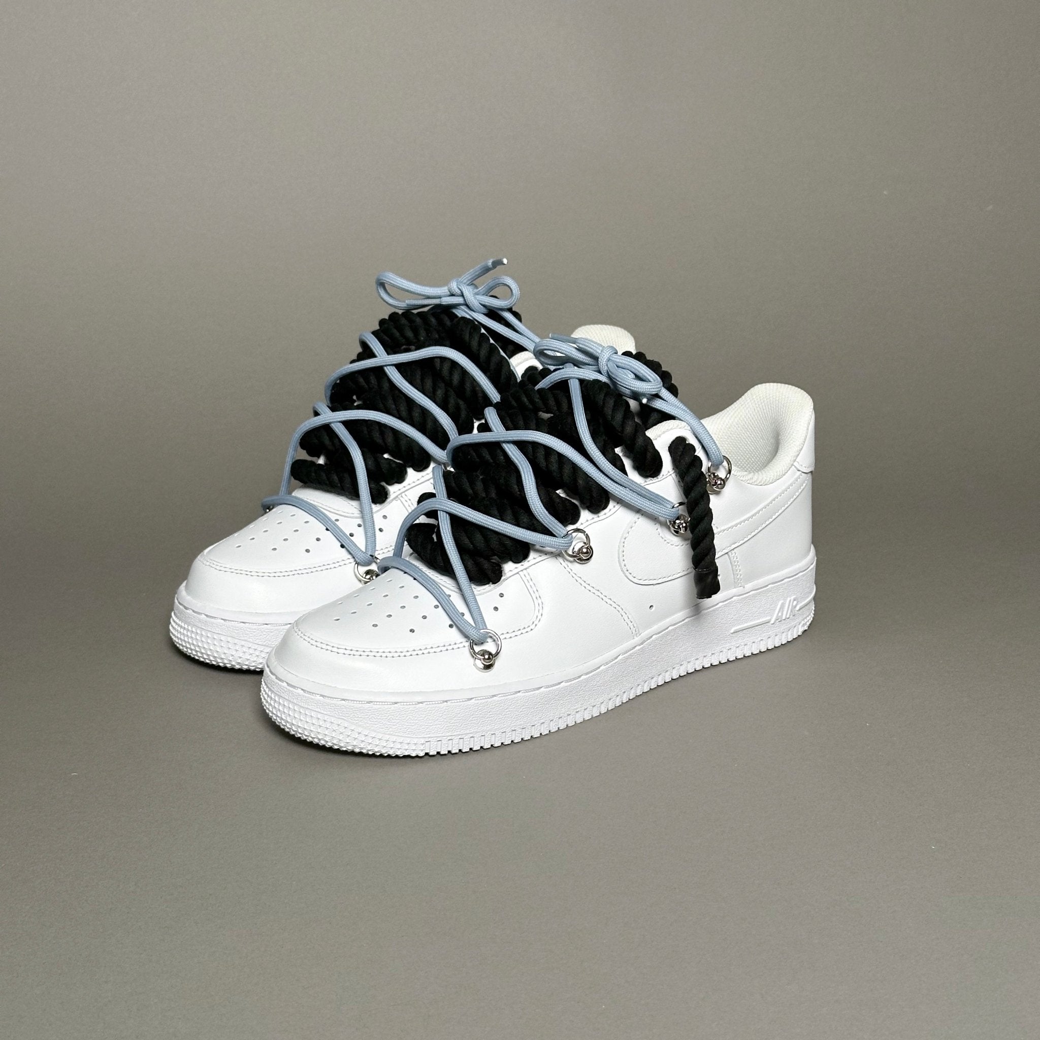 Nike Air Force 1 White “Rope Laces Black” Triple Unc V1 - EV8 Style