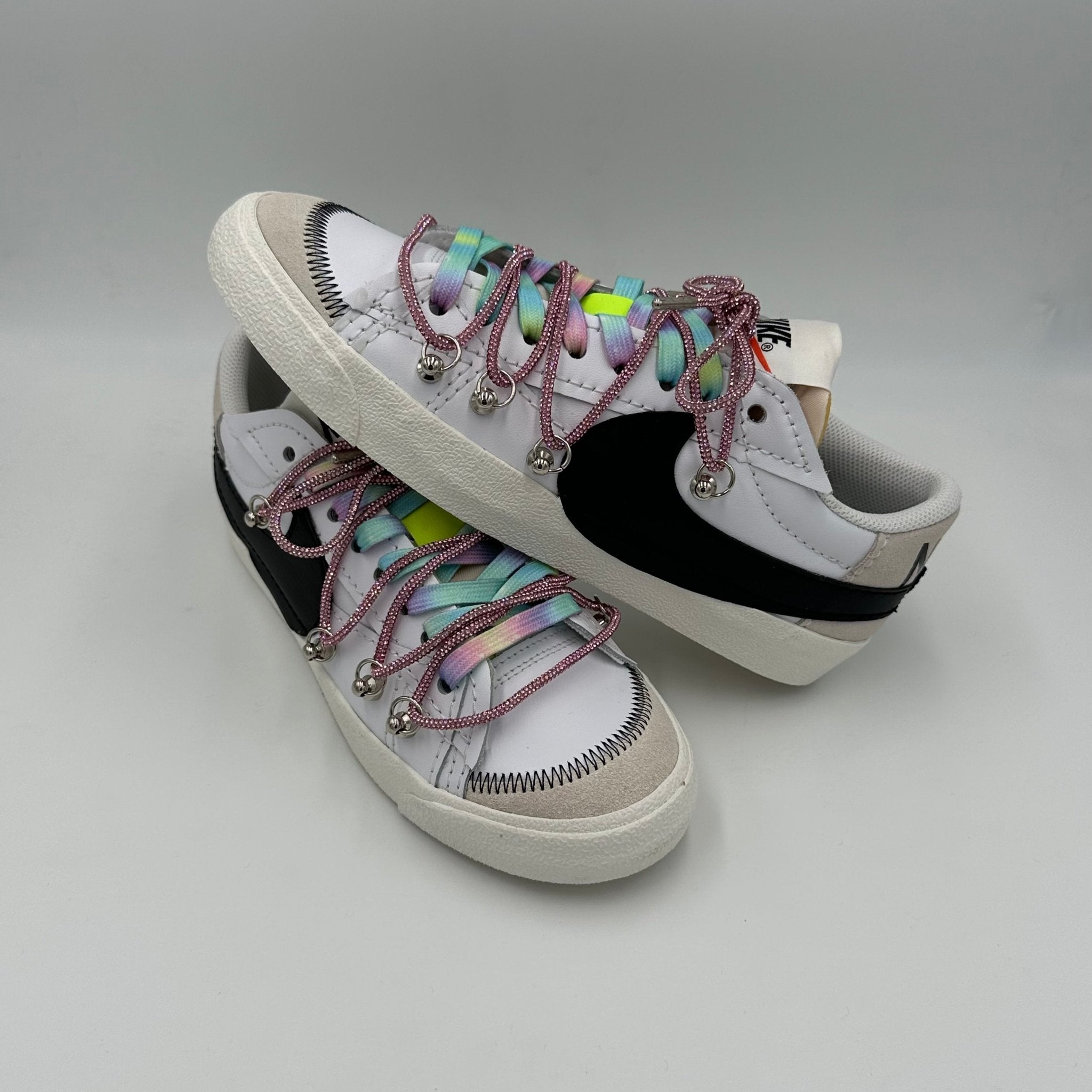 Nike Blazer Low '77 Jumbo White & Rainbow “Over Laces Swarovski Pink" - EV8 Style