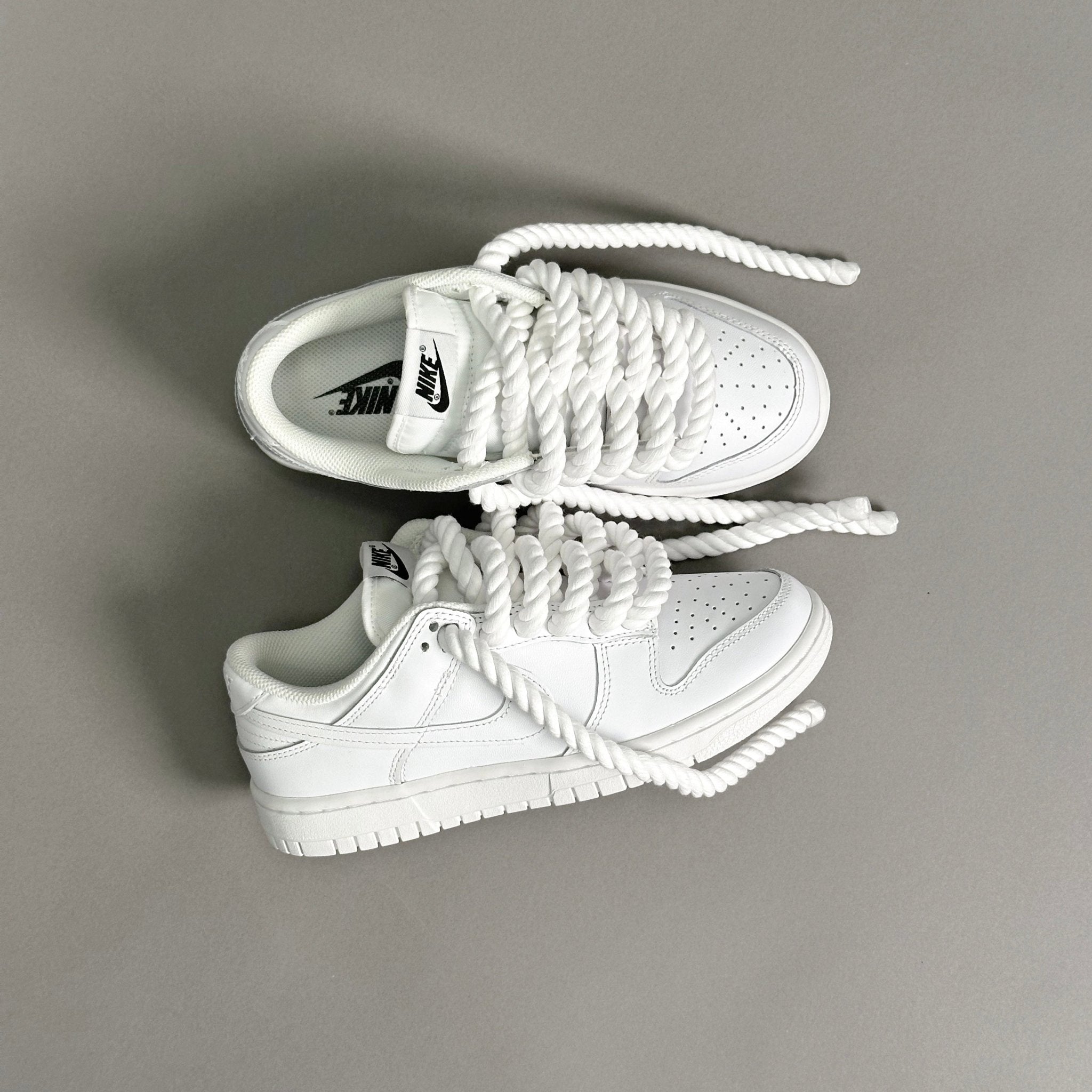 Nike Dunk Low "Rope Laces" Total White - EV8 Style