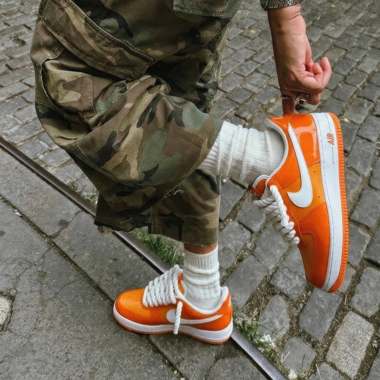 Nike Air Force 1 Patent Orange "Rope Laces" V1