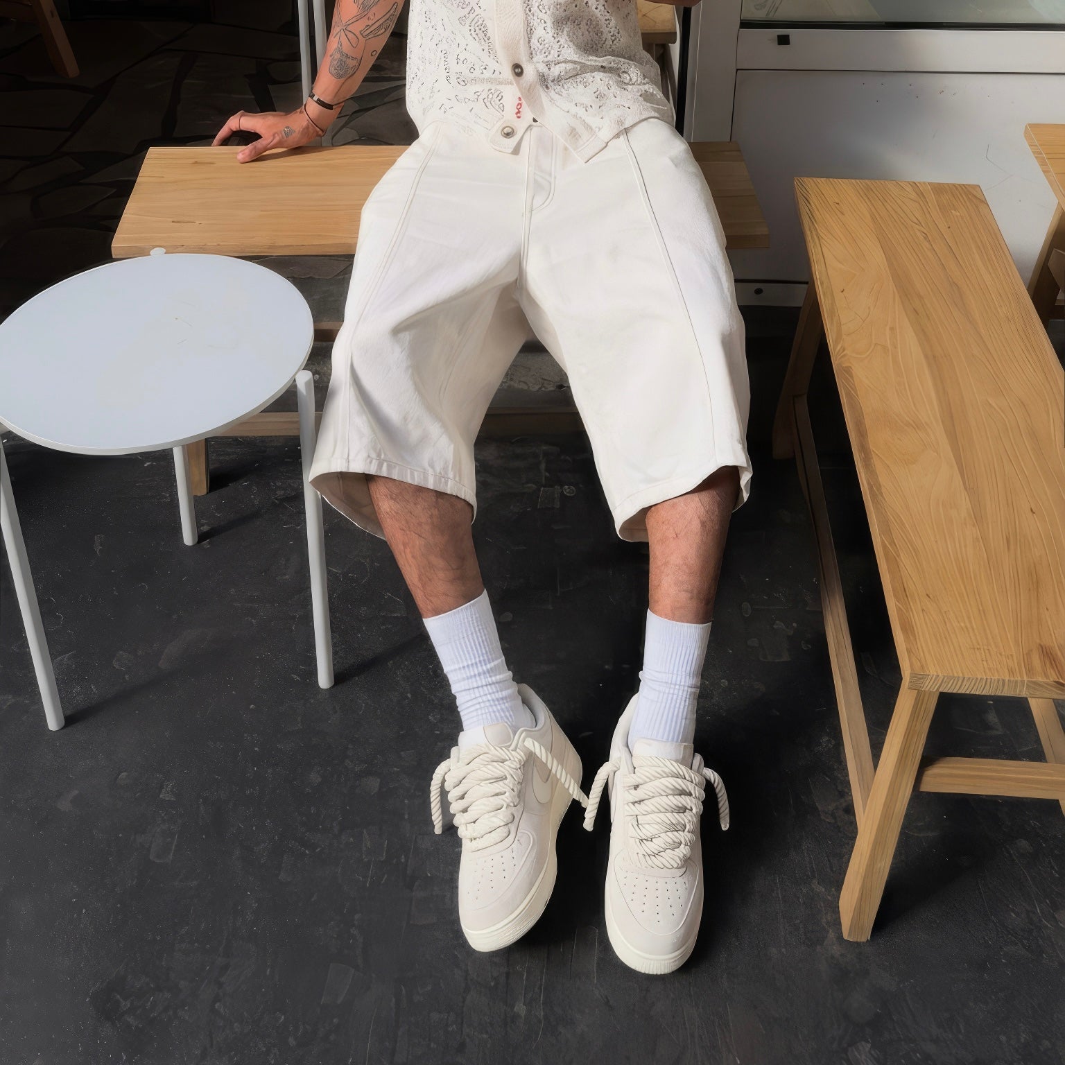 Nike Air Force 1 Bone Suede "Rope Laces" V1