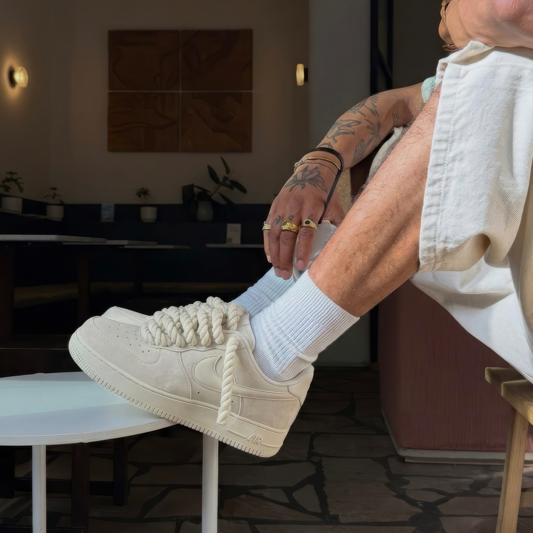 Nike Air Force 1 Bone Suede "Rope Laces" V1