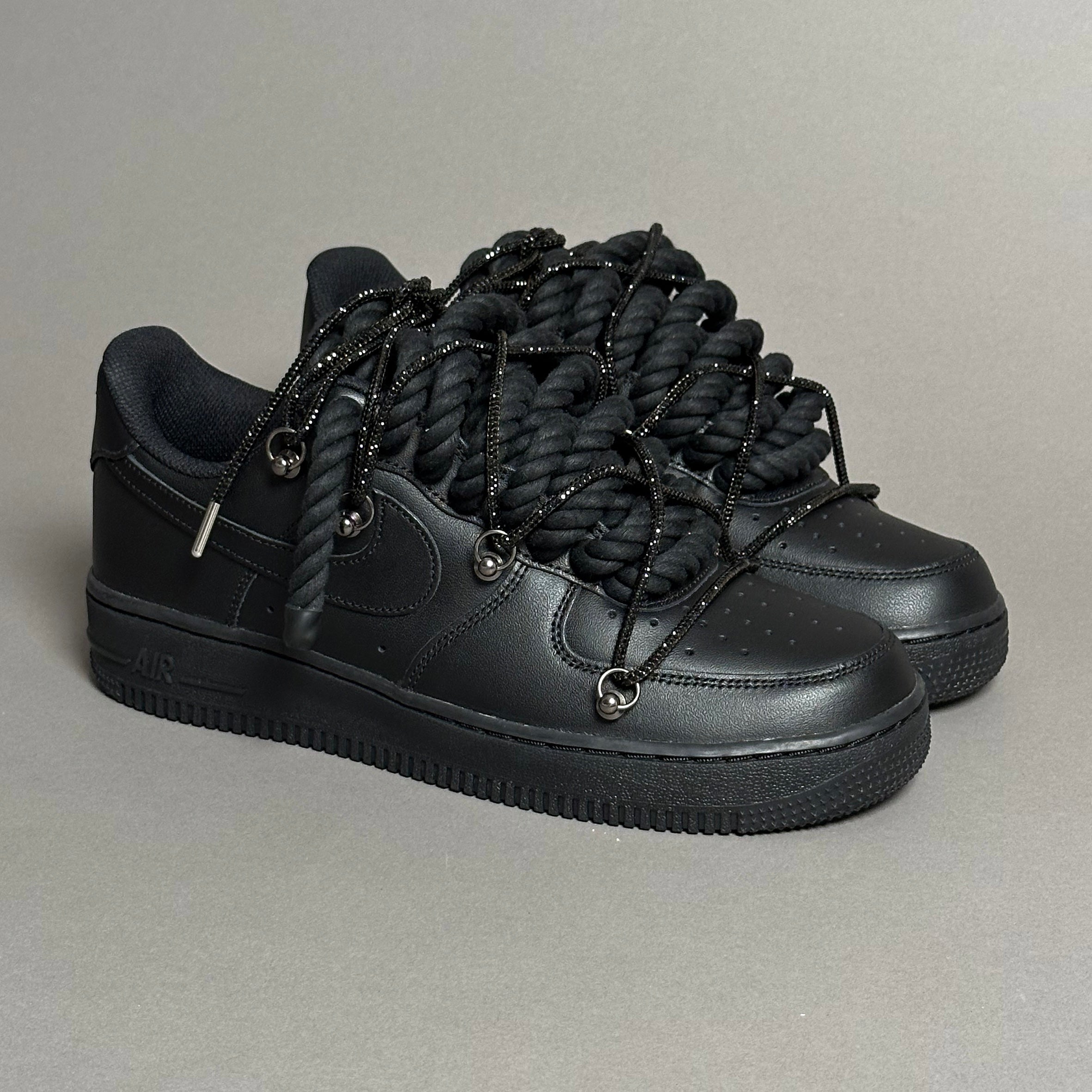 Nike Air Force 1 Rope Laces Black Triple Swarovski Noir