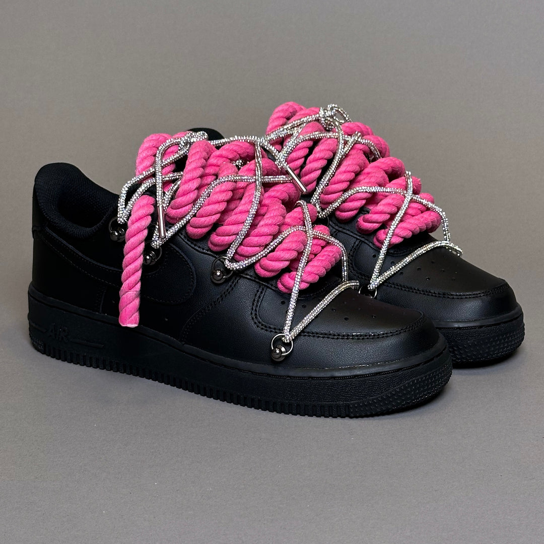 Nike Air Force 1 "Rope Laces Ultra Pink" Triple Swarovski Silver