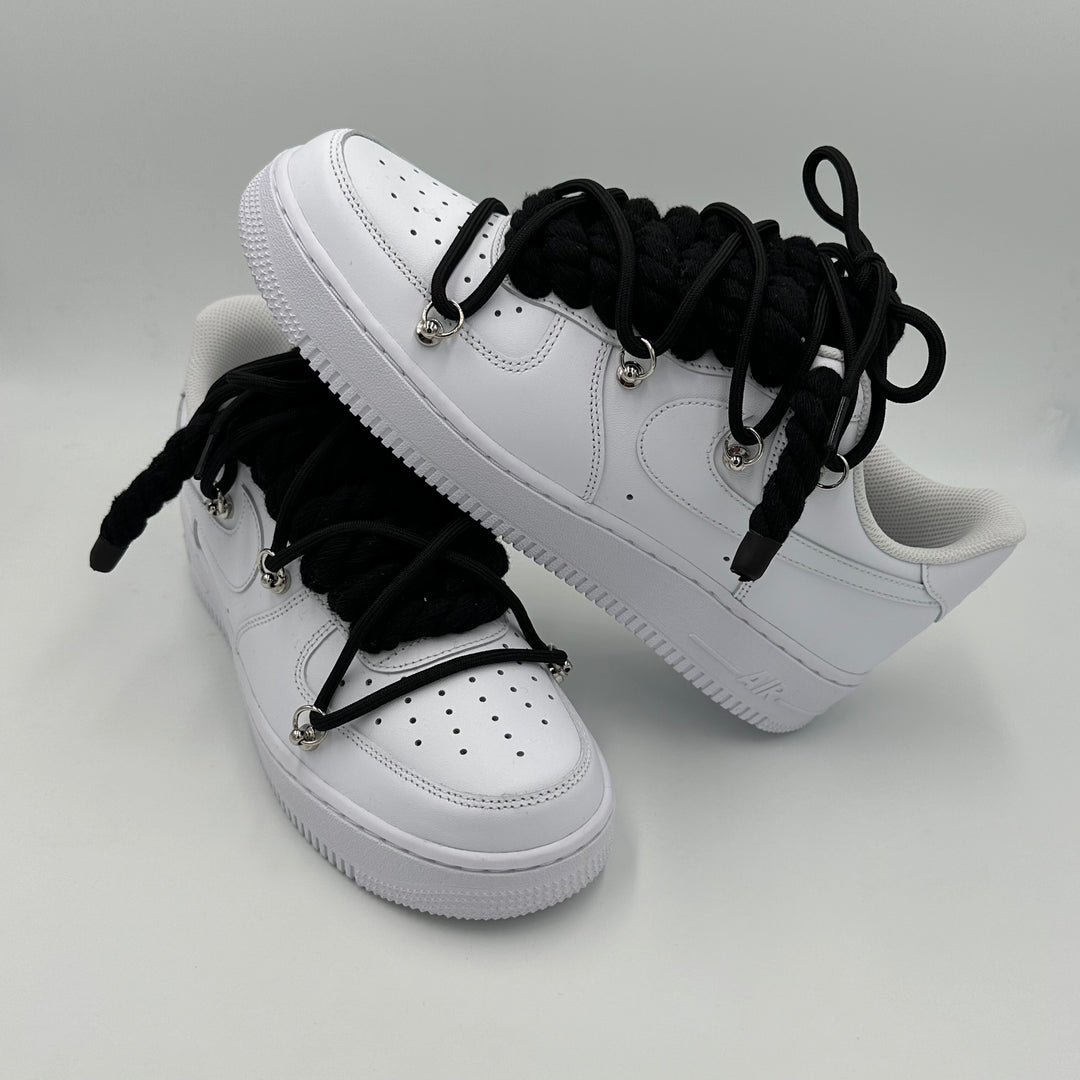 Nike Air Force 1 White “Rope Laces Black” Triple Black