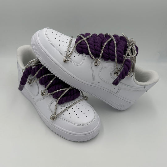 Nike Air Force 1 "Rope Laces Violet" Triple Swarovski Argent