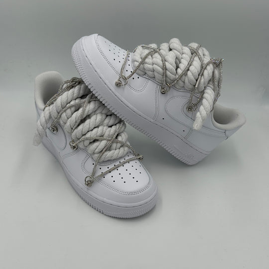 Nike Air Force 1 „Rope Laces“ Triple White Swarovski