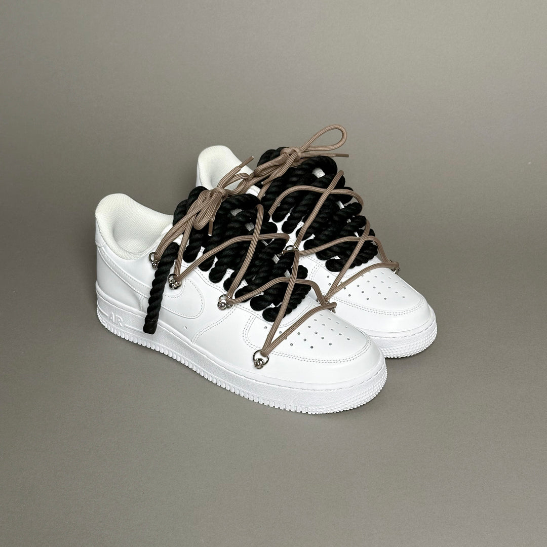 Nike Air Force 1 White “Rope Laces Black” Triple Brown V1