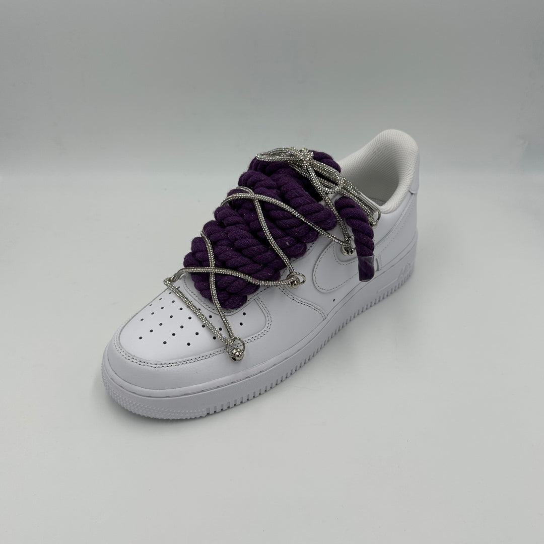 Nike Air Force 1 "Rope Laces Violet" Triple Swarovski Argent