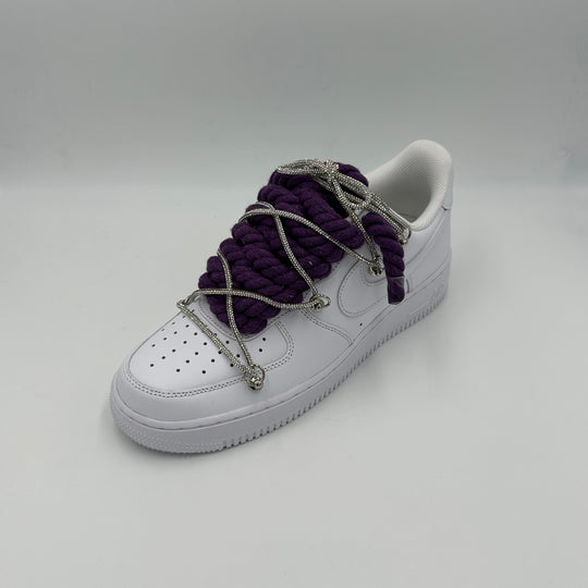 Nike Air Force 1 "Rope Laces Purple" Triple Swarovski Silver