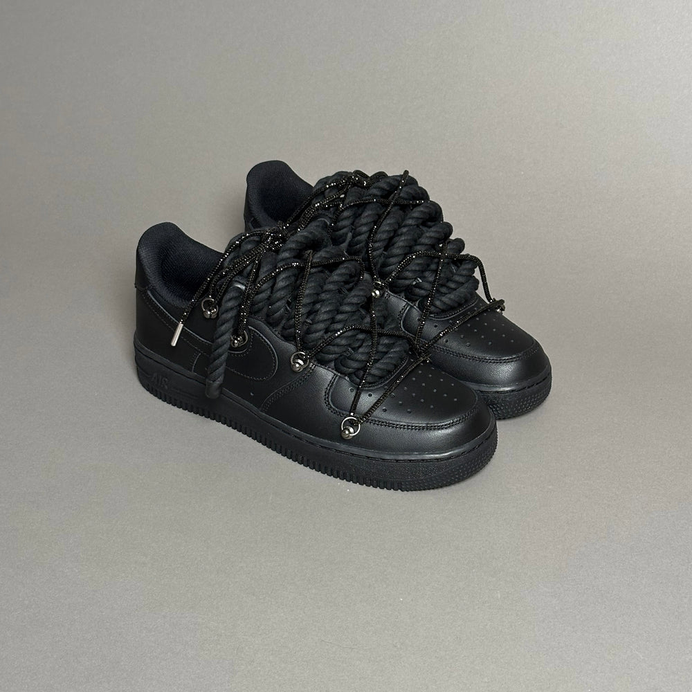 Nike Air Force 1 « Rope Laces Black » Triple Swarovski Noir