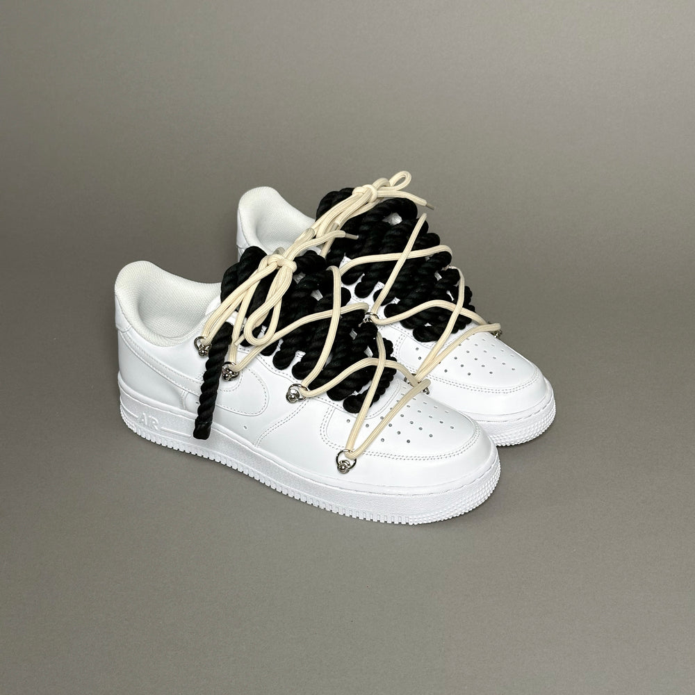 Nike Air Force 1 “Rope Laces Black” Triple Cream - EV8 Style