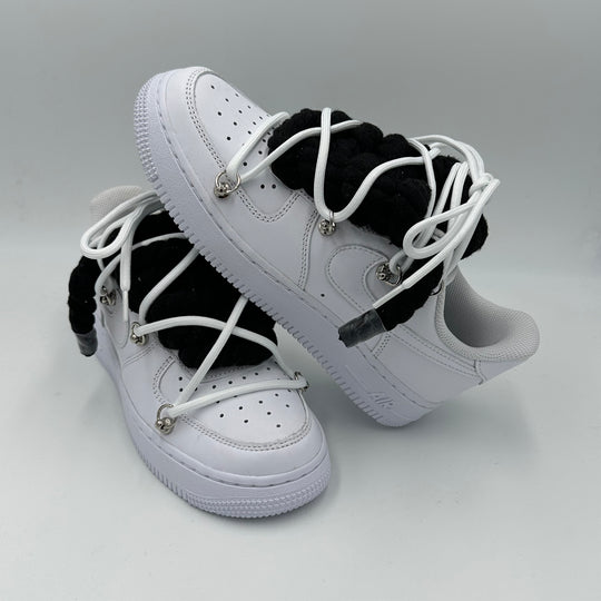 Nike Air Force 1 “Rope Laces” Triple Black & White - EV8 Style