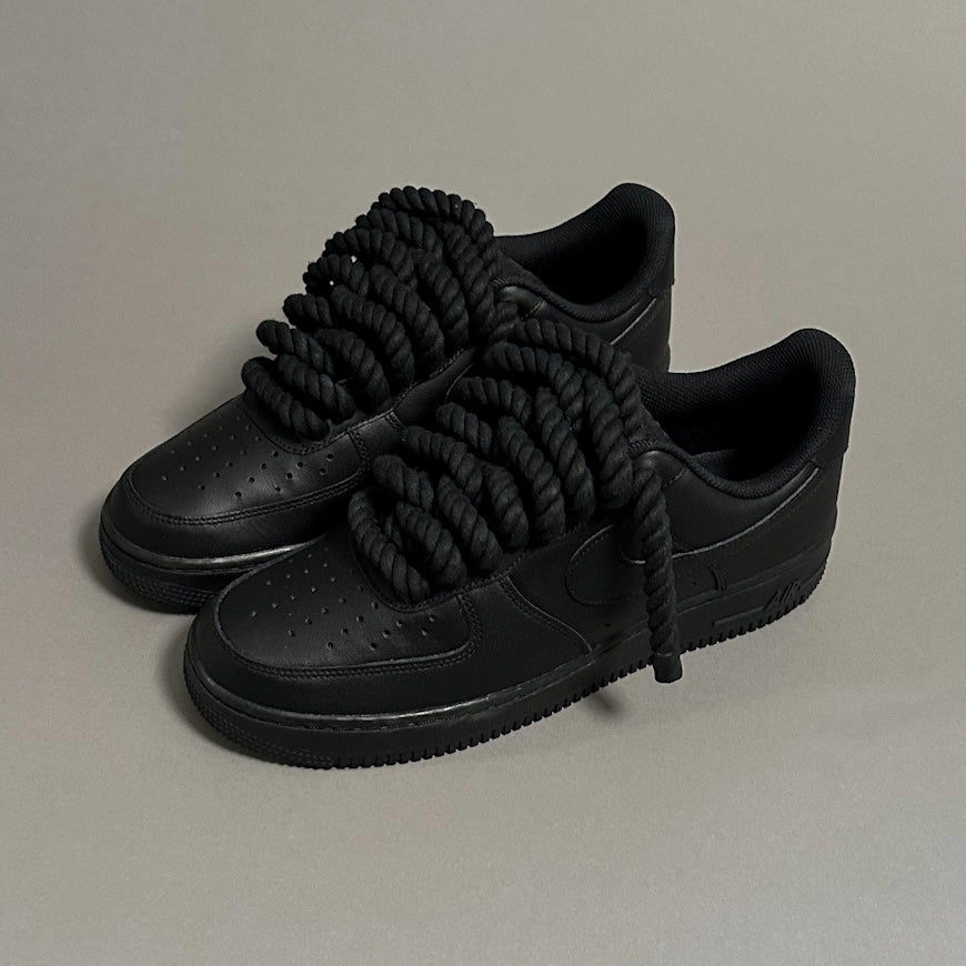 Nike Air Force 1 Black “Rope Laces Black” V1 - EV8 Style