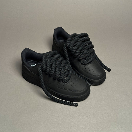 Nike Air Force 1 Matte Black  "Rope Laces Black" V2