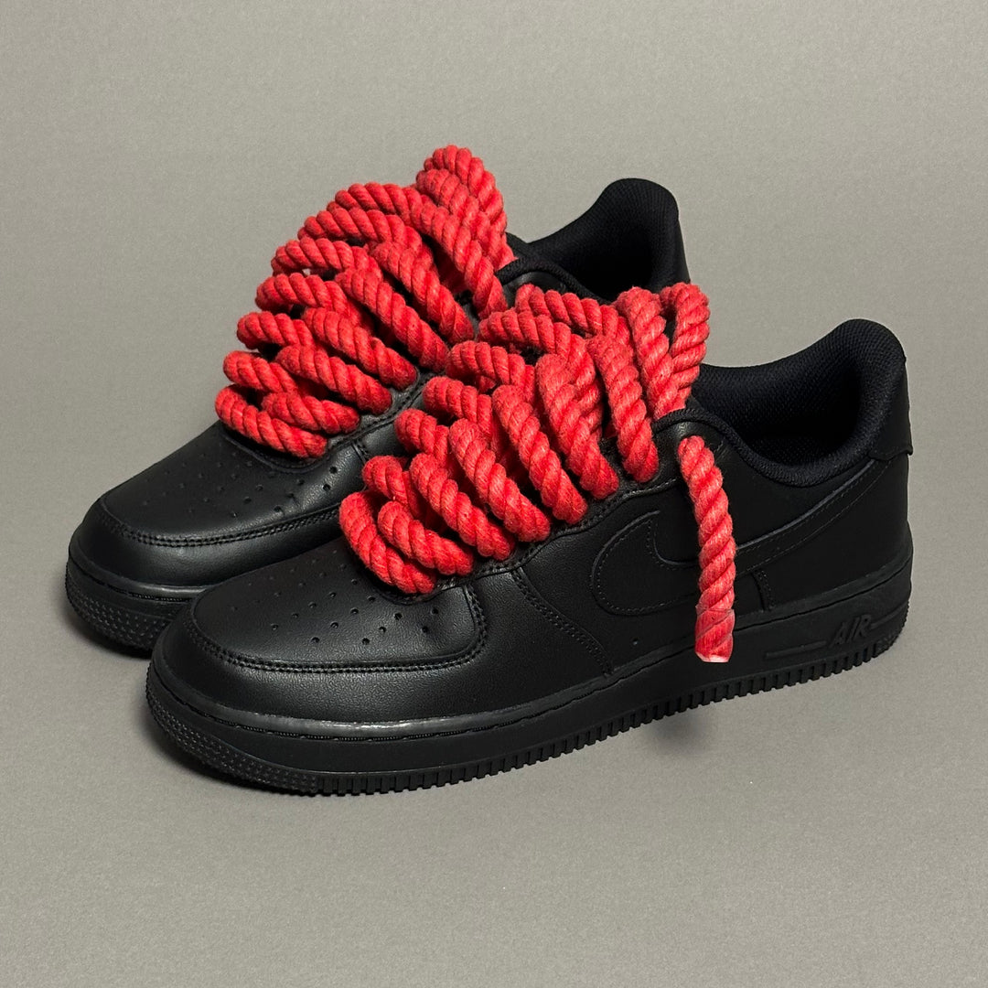 Nike Air Force 1 Noir « Corde Lacets Tint Rouge » V1