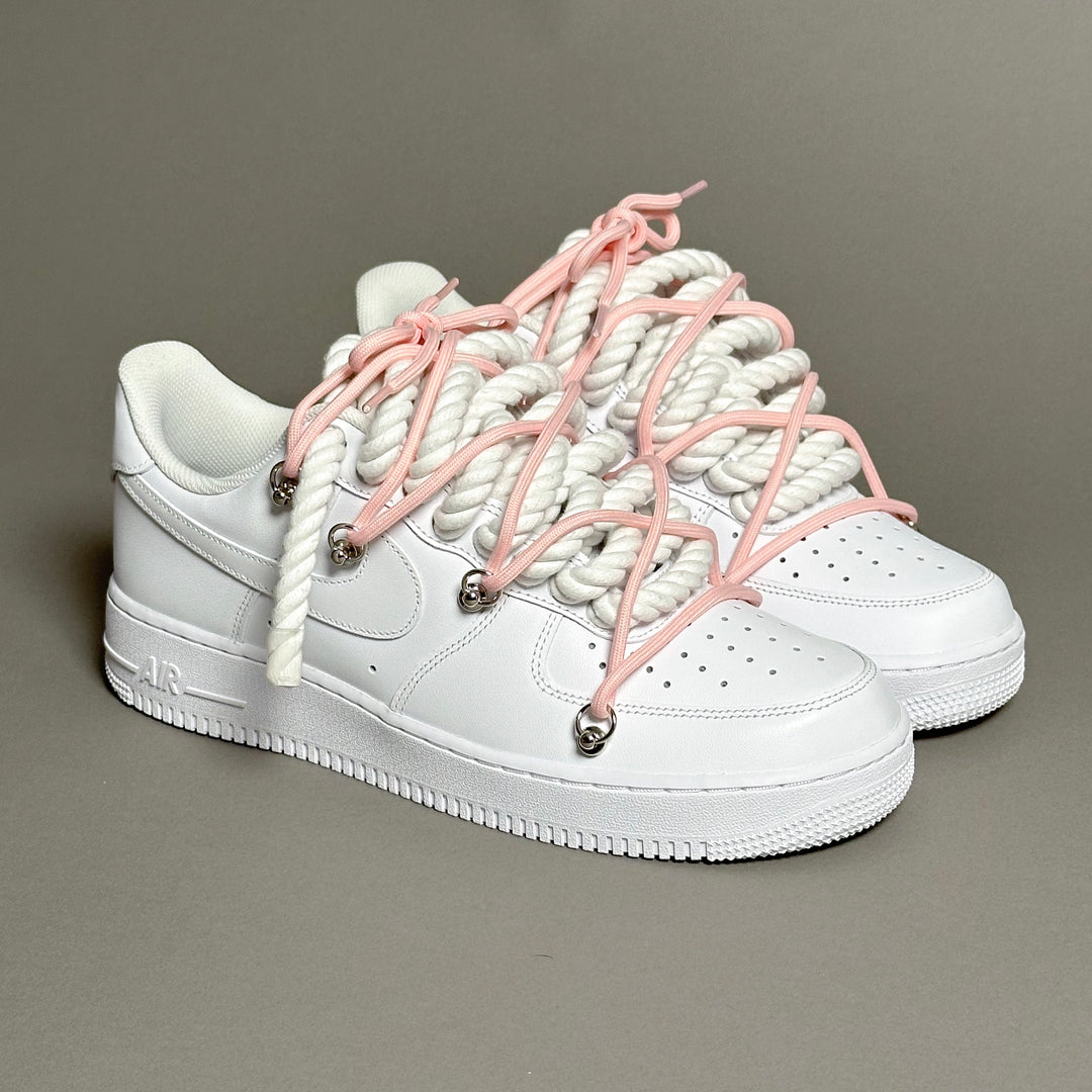 Nike Air Force 1 « Rope Laces Blanc » Triple Rose V1