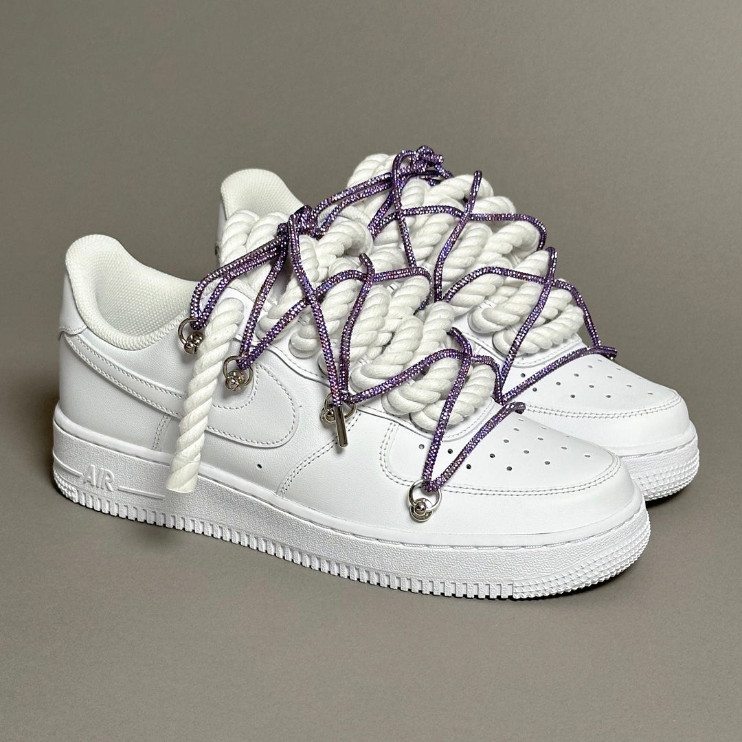 Nike Air Force 1 “Rope Laces White” Triple Swarovski Purple V1