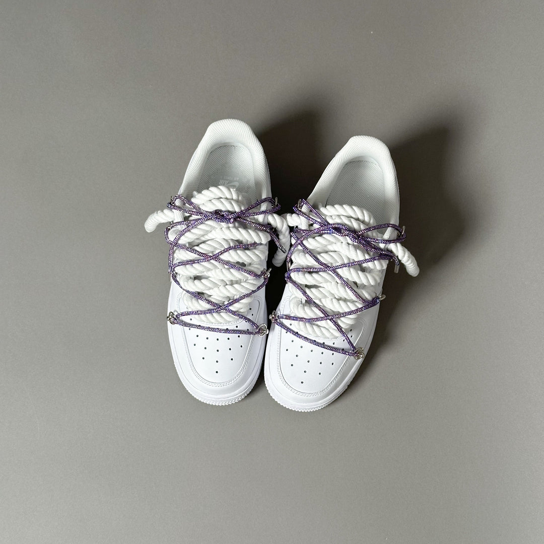 Nike Air Force 1 “Rope Laces White” Triple Swarovski Purple V1