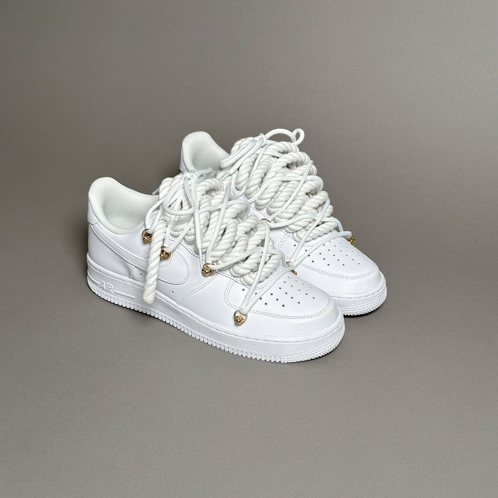 Nike Air Force 1 “Rope Laces White” Triple White Gold V1 - EV8 Style