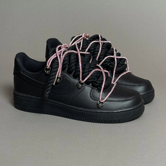 Nike Air Force 1 « Rope Laces Black » Triple Swarovski Noir