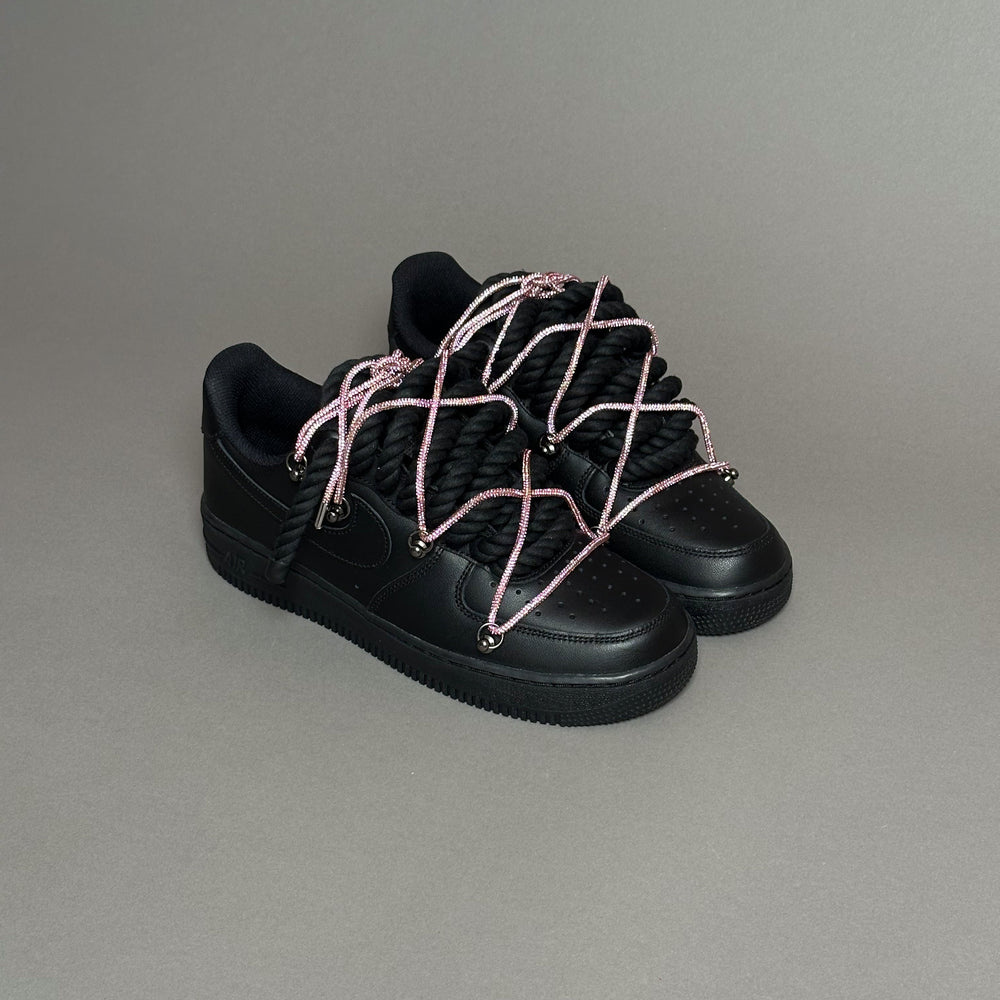 Nike Air Force 1 “Rope Laces Black" Triple Swarovski Pink  V1