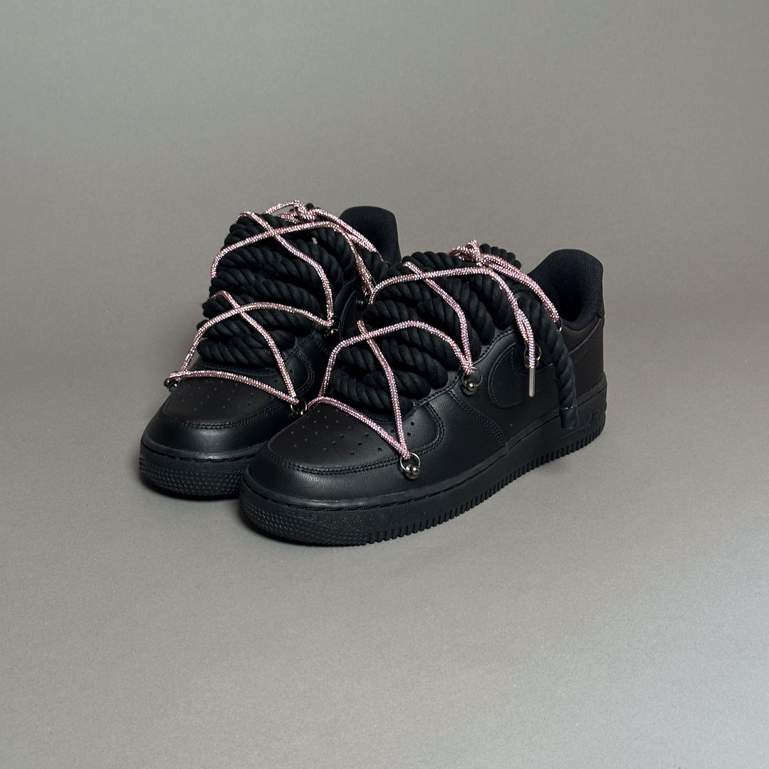 Nike Air Force 1 “Rope Laces Black" Triple Swarovski Pink  V1