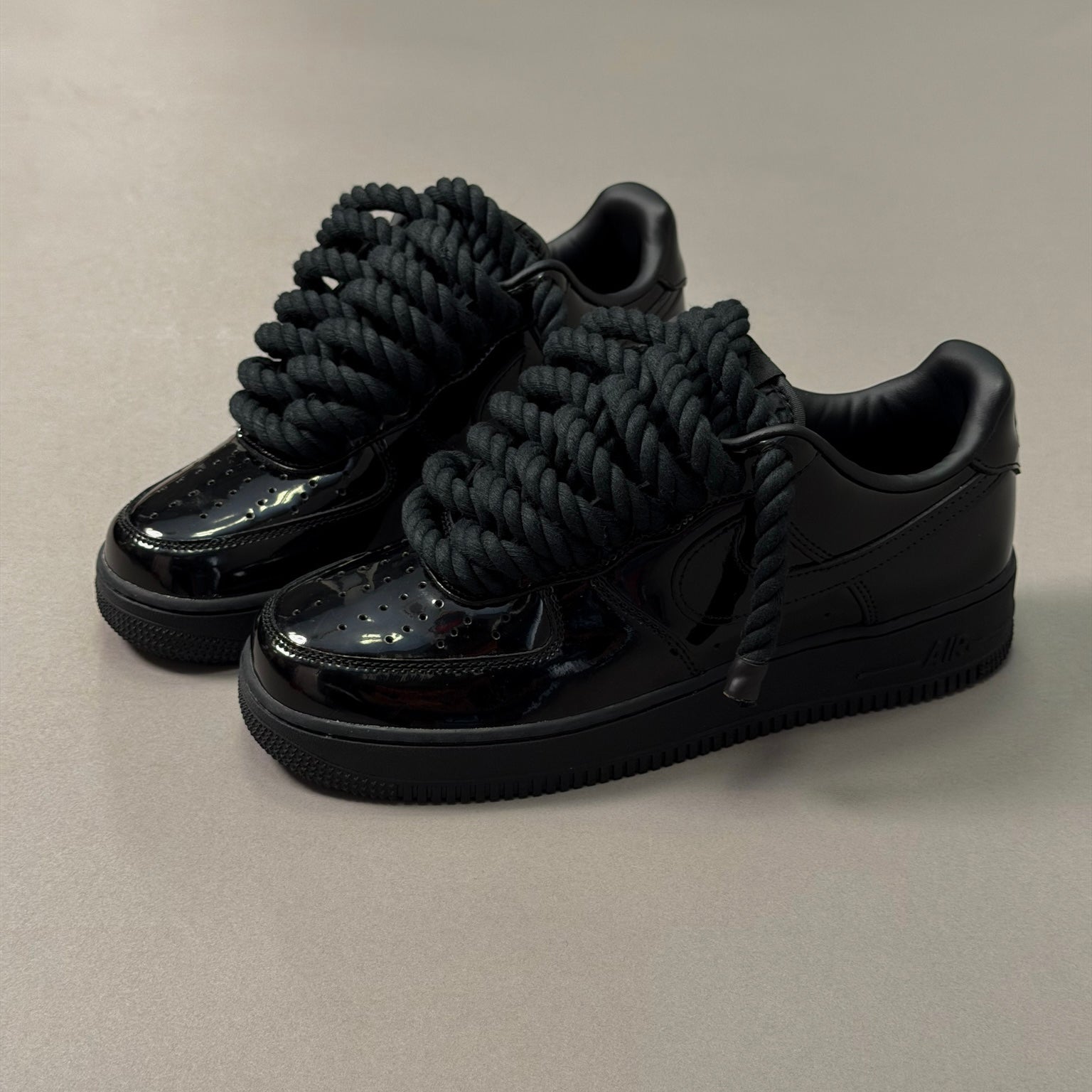 Nike Air Force 1 Patent Black "Rope Laces" V1