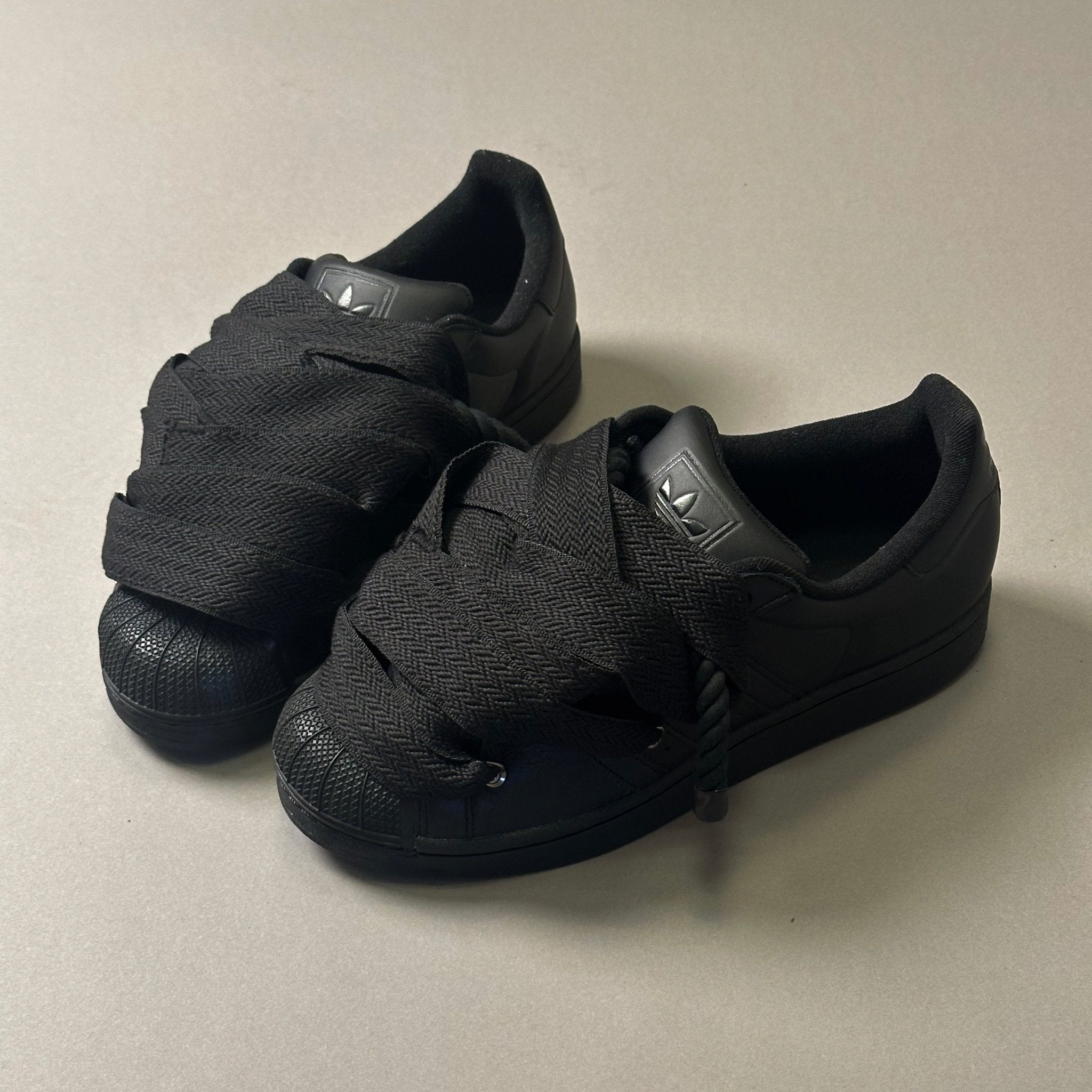 Adidas SuperStar Black "Lanvin Rope Laces" - EV8 Style