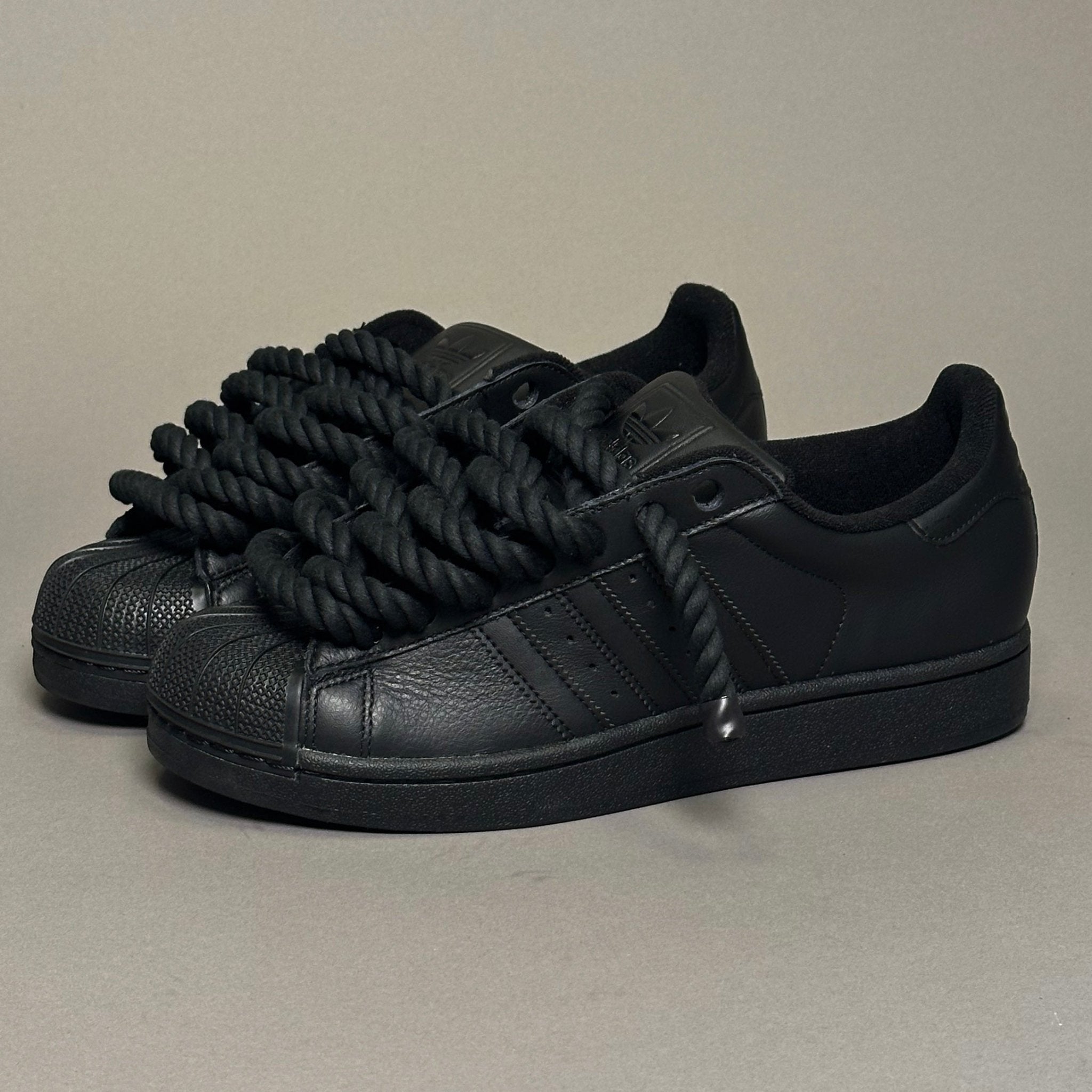 Adidas SuperStar Black "Rope Laces" - EV8 Style
