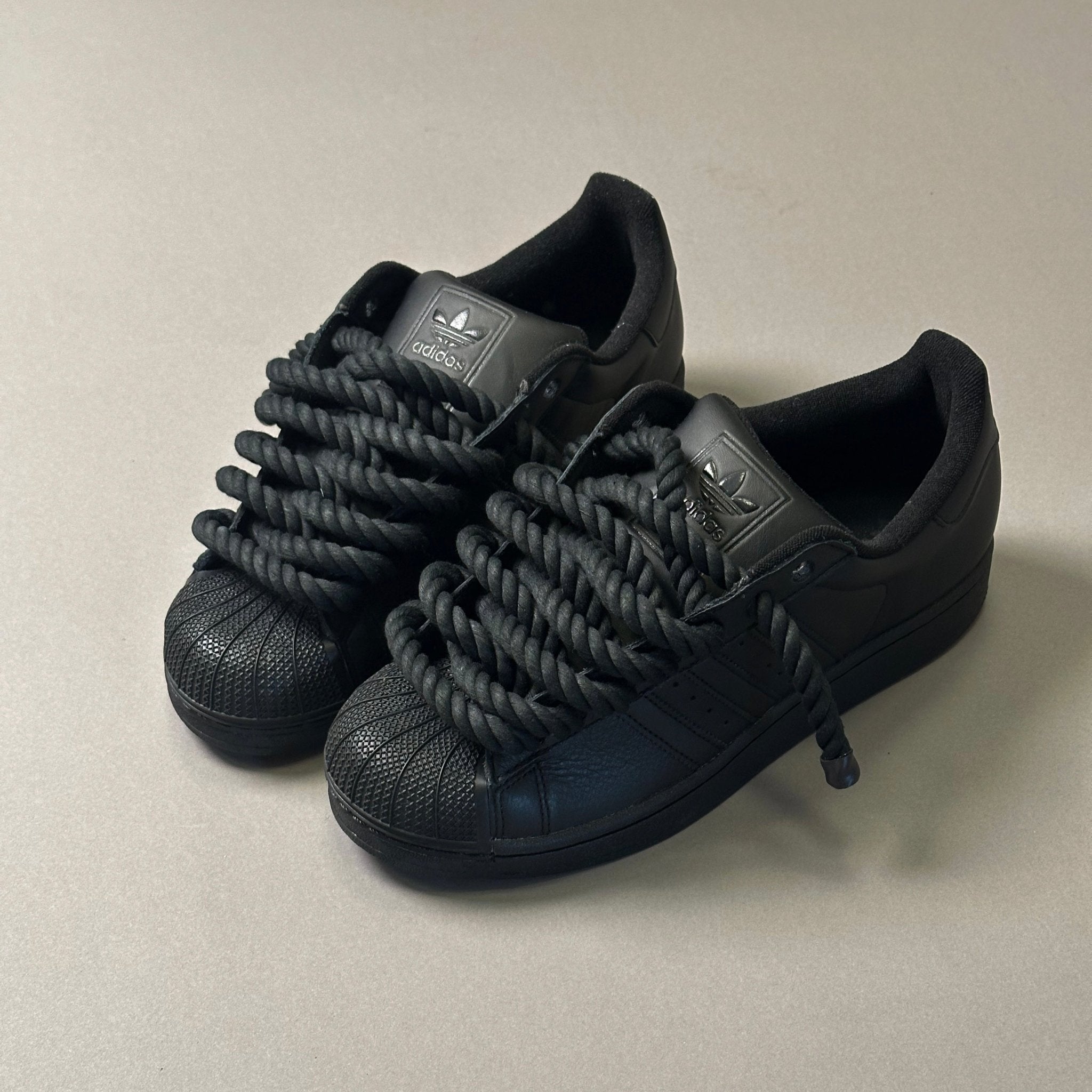Adidas SuperStar Black "Rope Laces" - EV8 Style