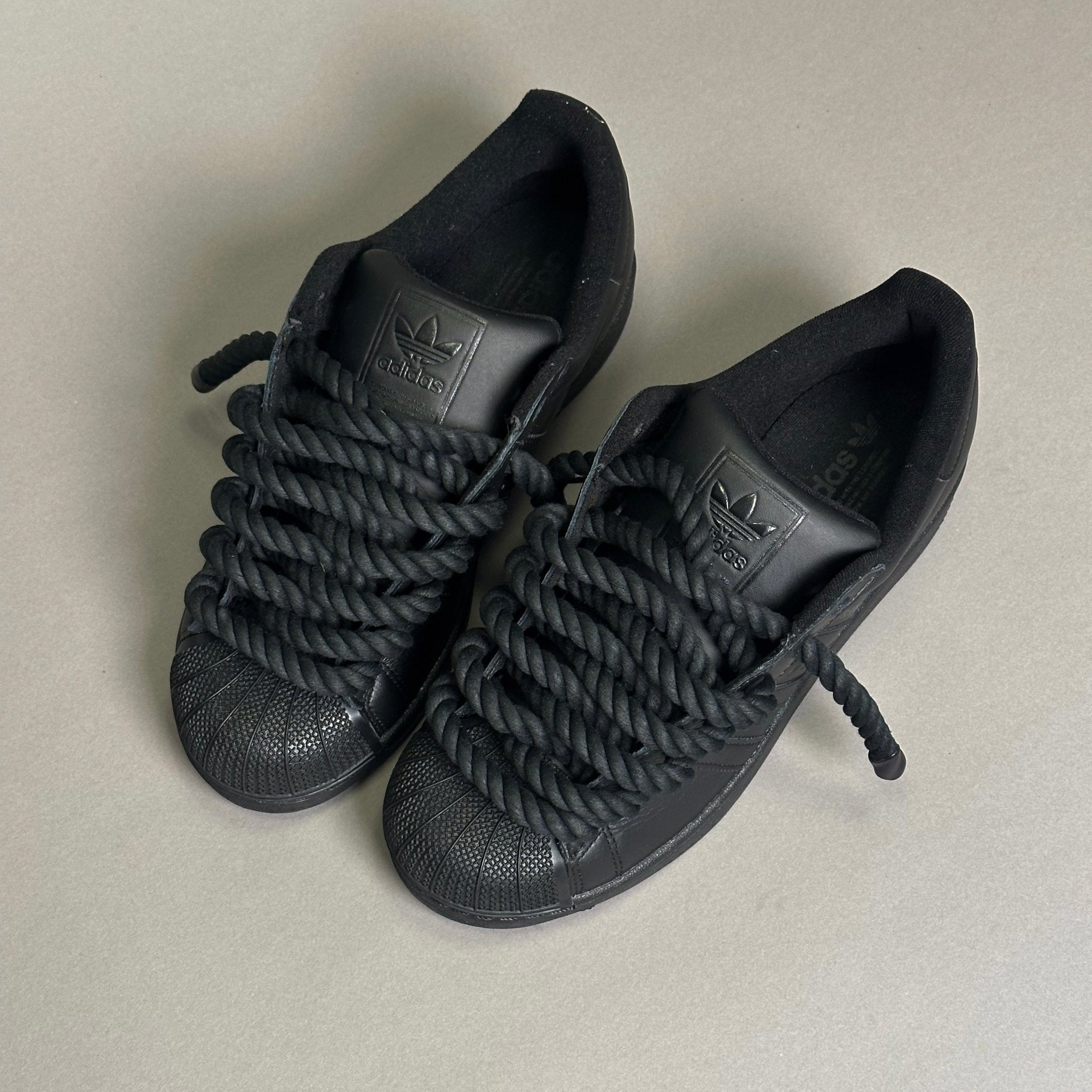 Adidas SuperStar Black "Rope Laces" - EV8 Style