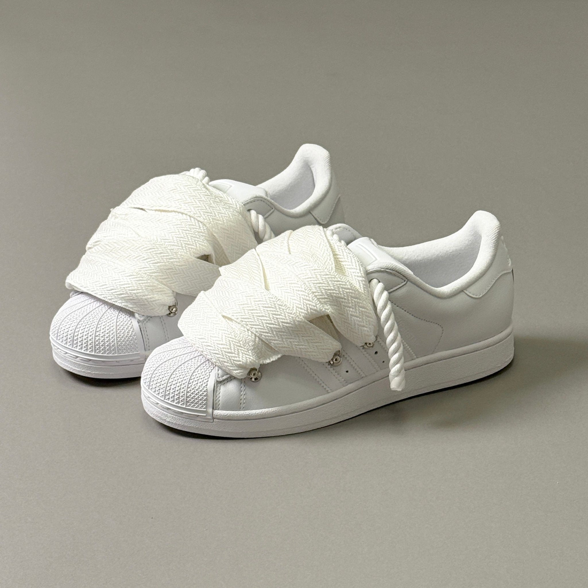 Adidas SuperStar White "Lanvin Rope Laces" - EV8 Style