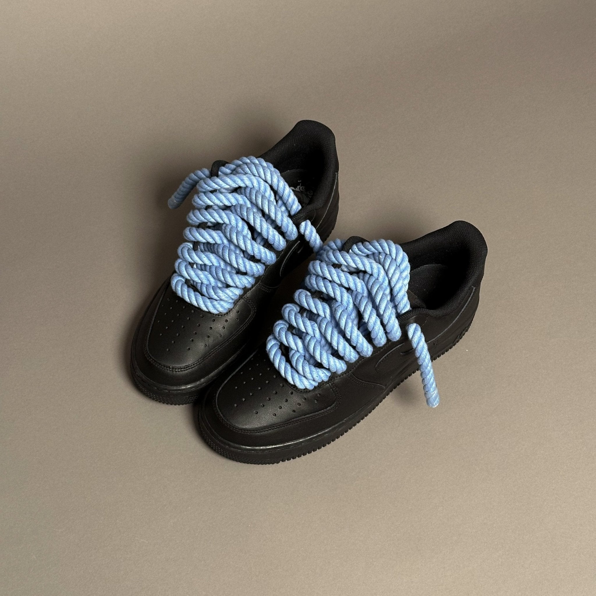 Nike Air Force 1 Black “Rope Laces Blue Tint” V1 - EV8 Style