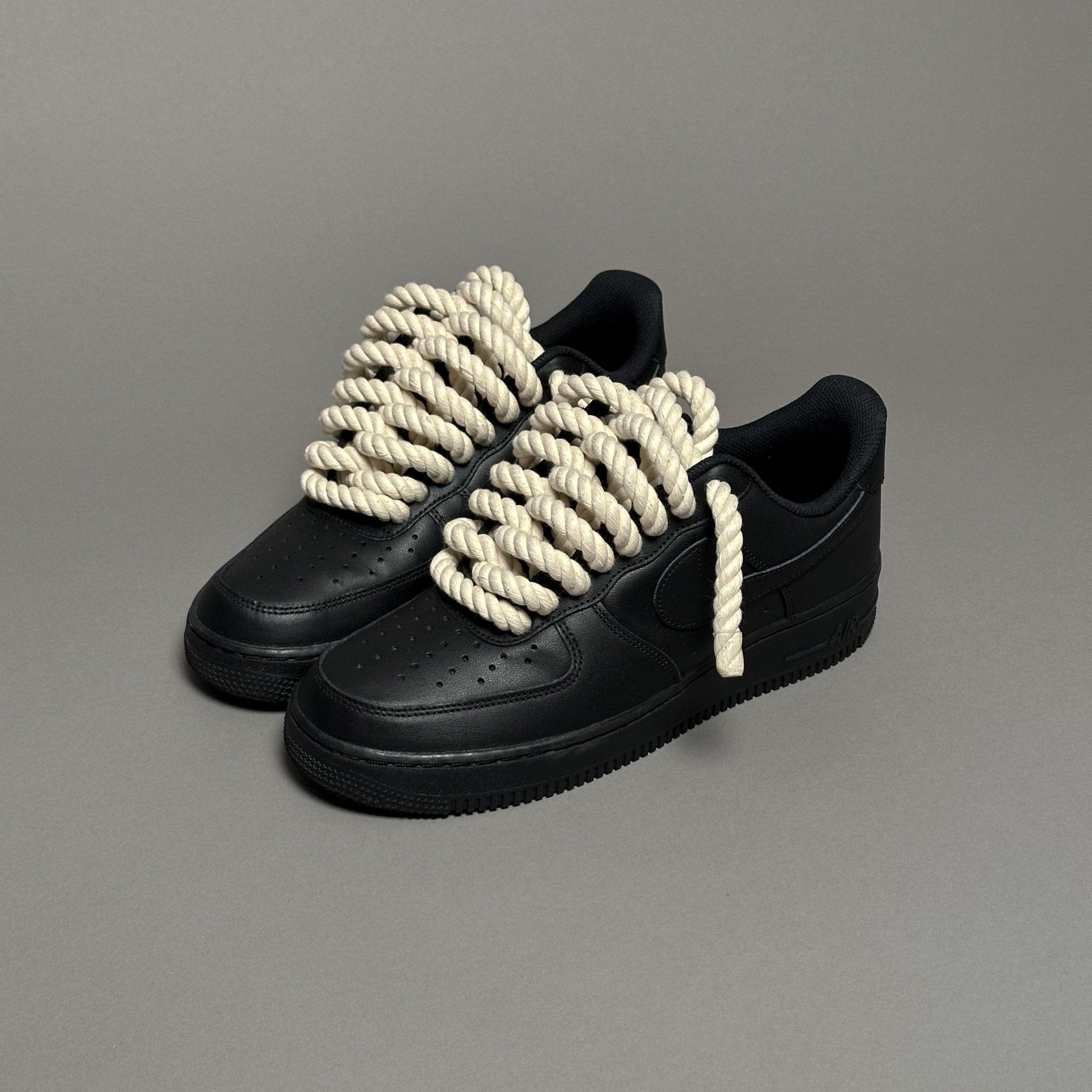 Nike Air Force 1 Black “Rope Laces Cream” V1 - EV8 Style