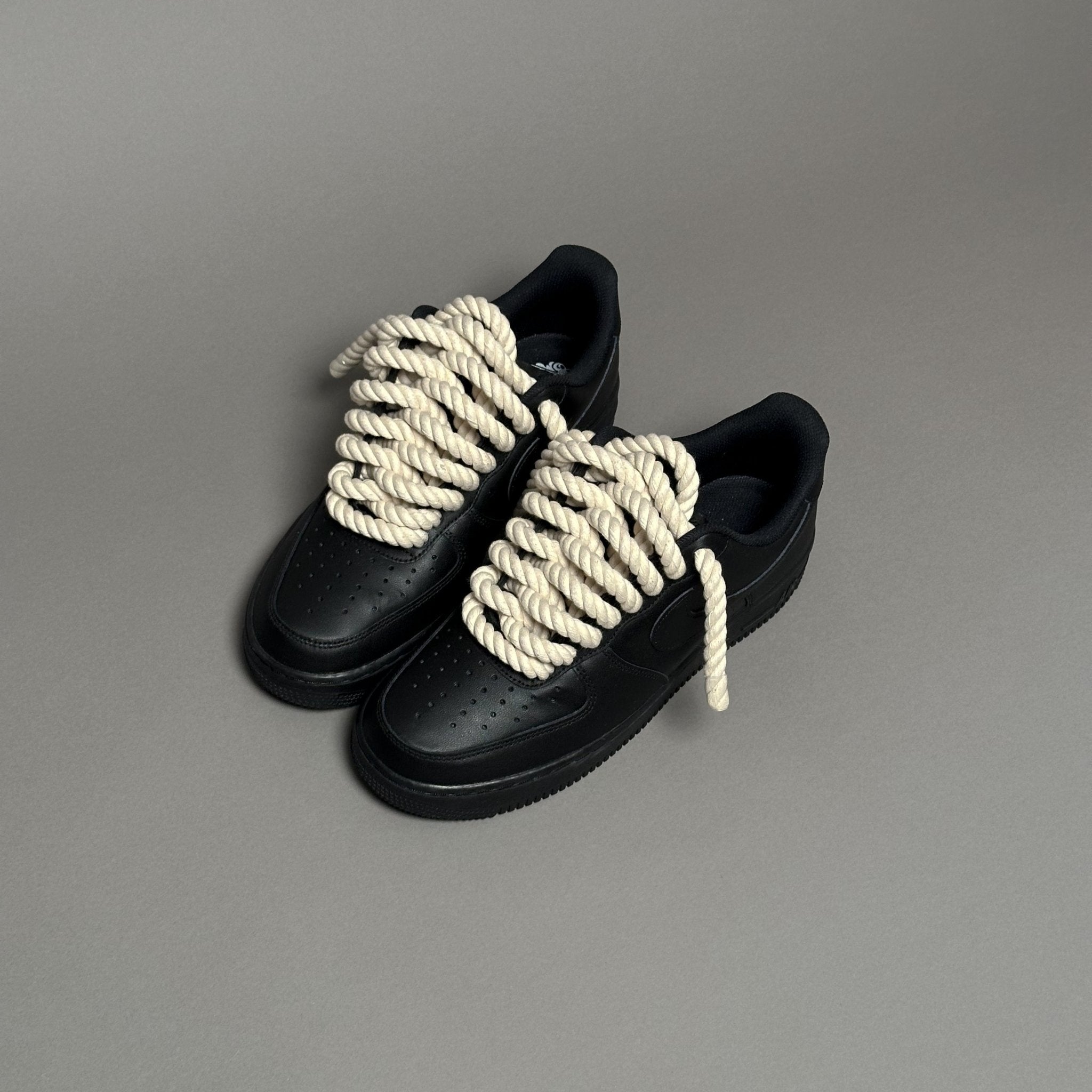 Nike Air Force 1 Black “Rope Laces Cream” V1 - EV8 Style