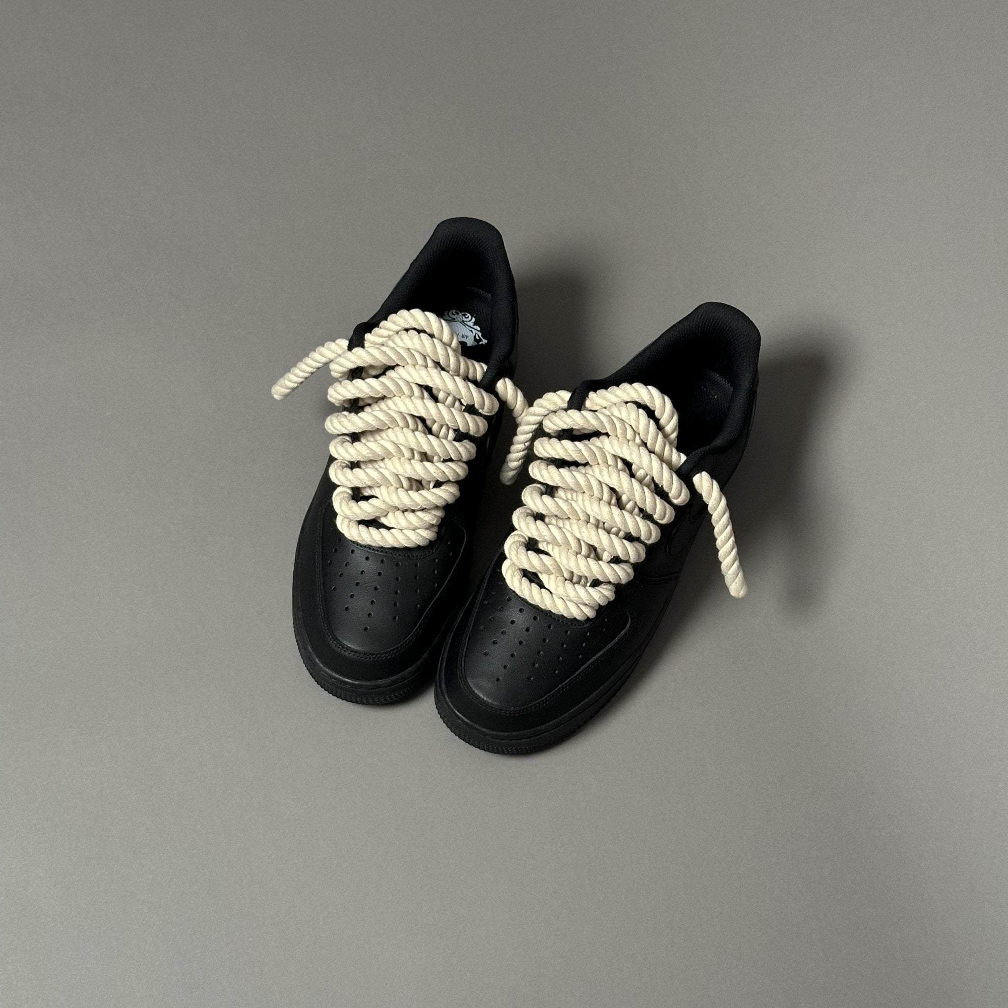Nike Air Force 1 Black “Rope Laces Cream” V1 - EV8 Style