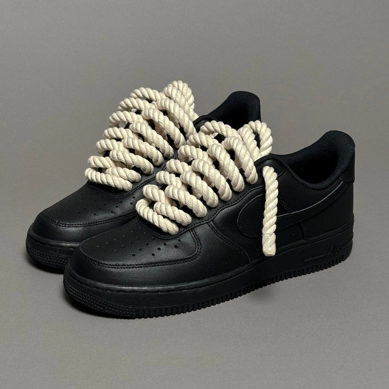 Nike Air Force 1 Black “Rope Laces Cream” V1 - EV8 Style