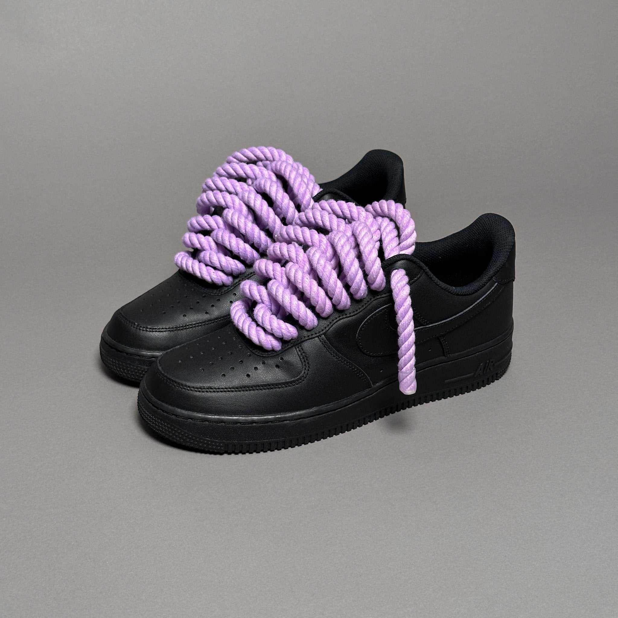 Nike Air Force 1 Black “Rope Laces Purple Tint” V1 - EV8 Style