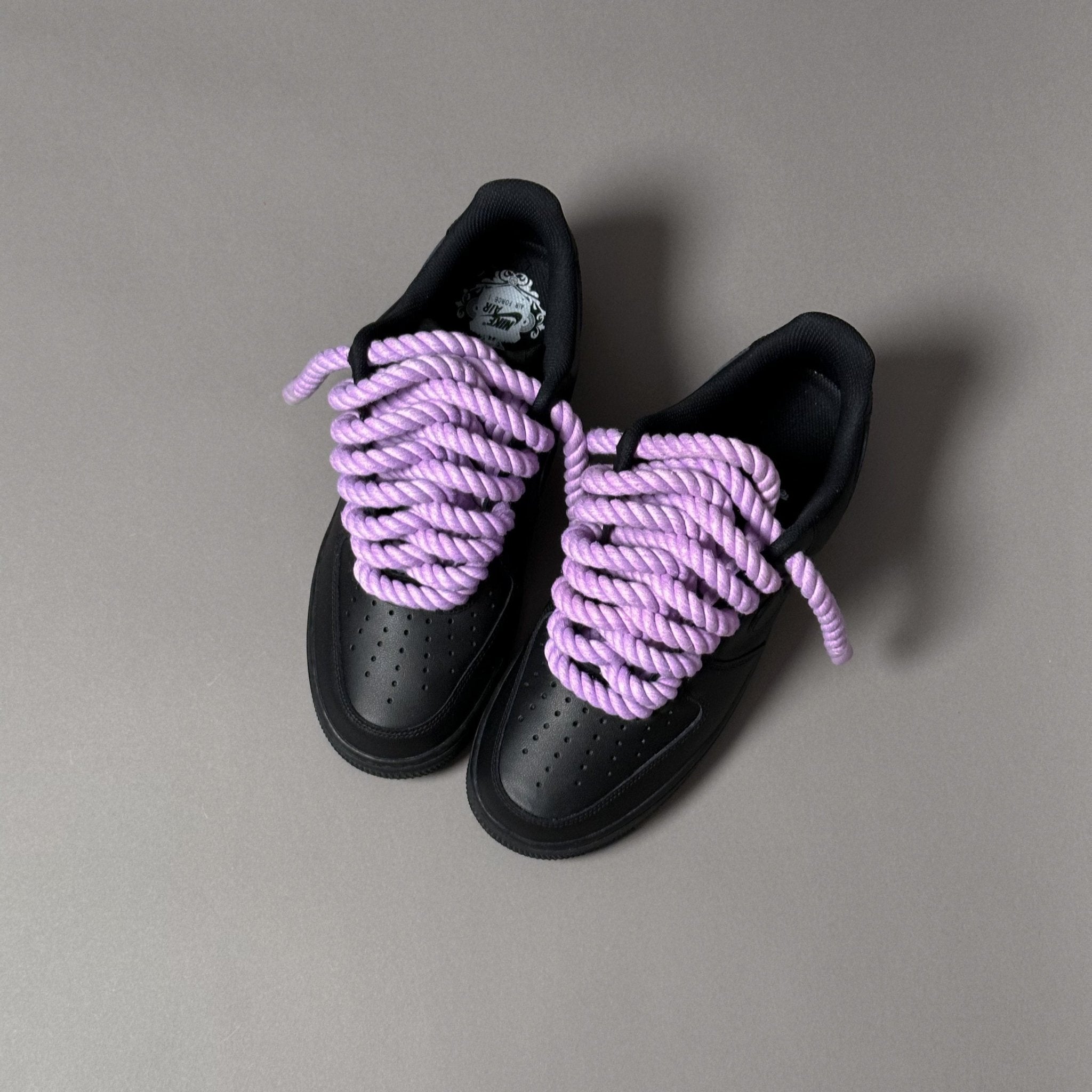 Nike Air Force 1 Black “Rope Laces Purple Tint” V1 - EV8 Style
