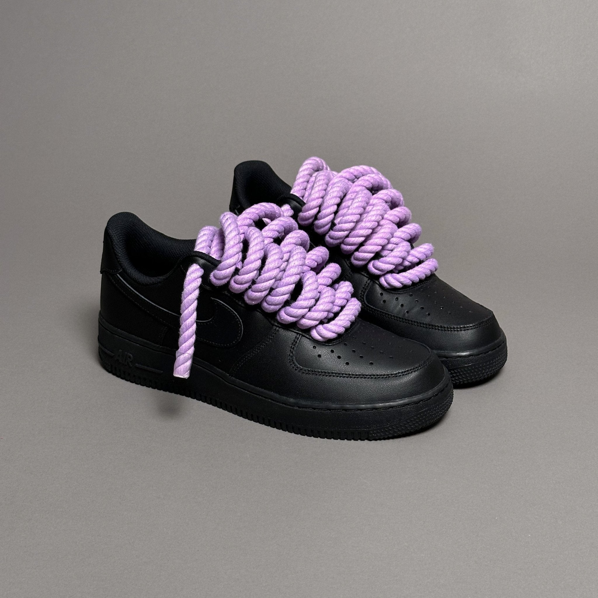 Nike Air Force 1 Black “Rope Laces Purple Tint” V1 - EV8 Style